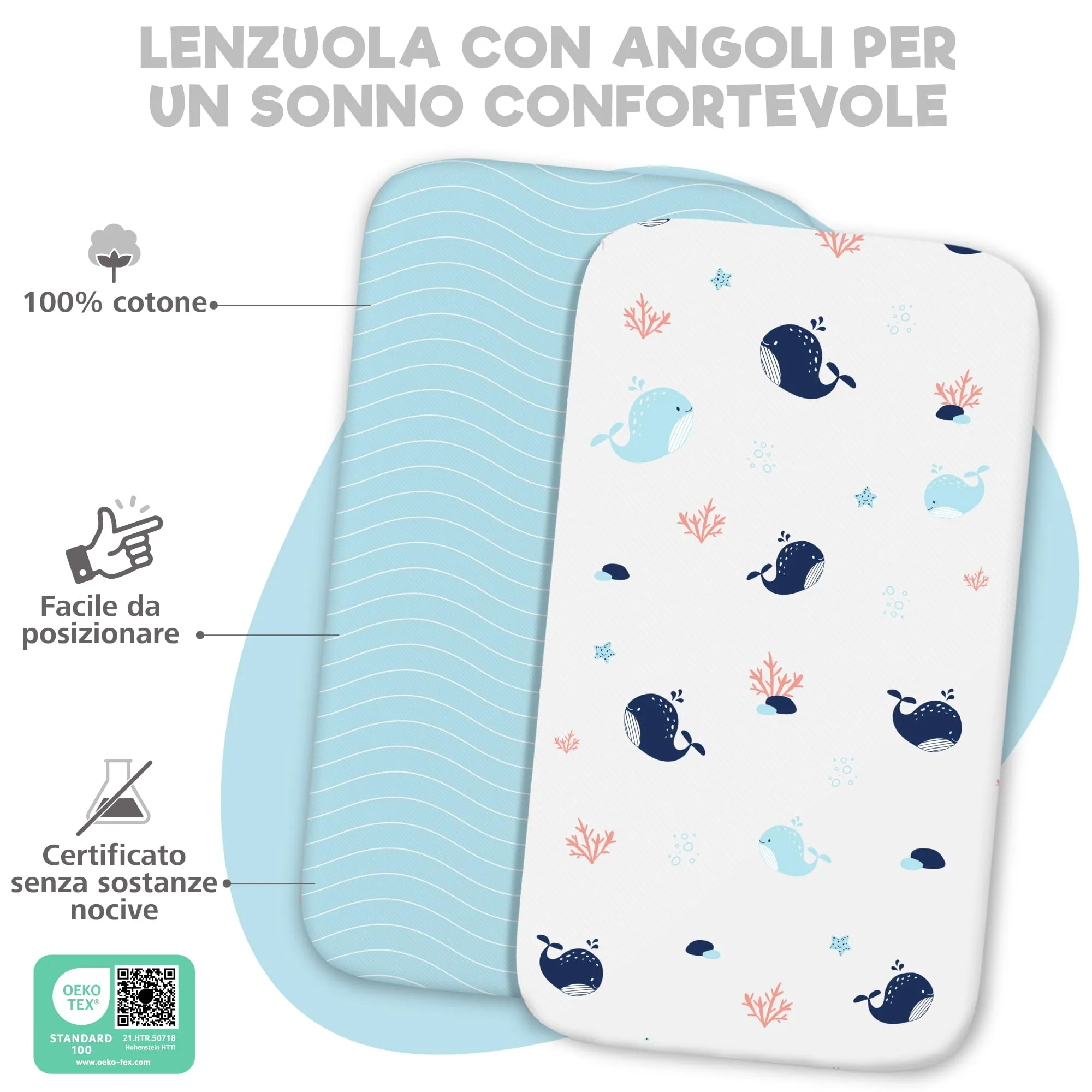 Sweety Fox - 2 Lenzuola culla Neonato 50x83 + 1 Coprimaterasso Impermeabile - immagine 3