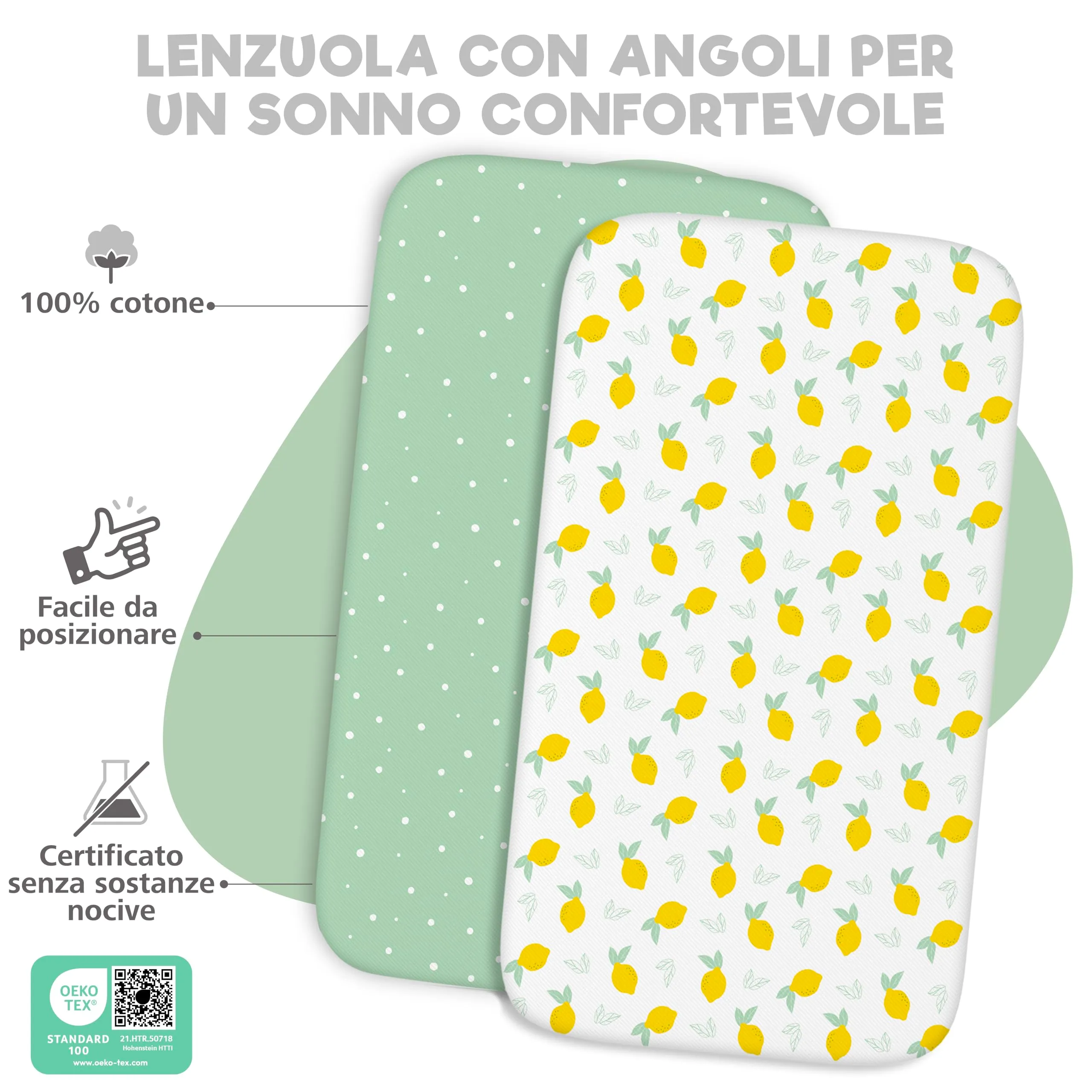Sweety Fox Set 2 Lenzuola Culla Neonato 55x90 cm e 1 Coprimaterasso Impermeabile - immagine 3