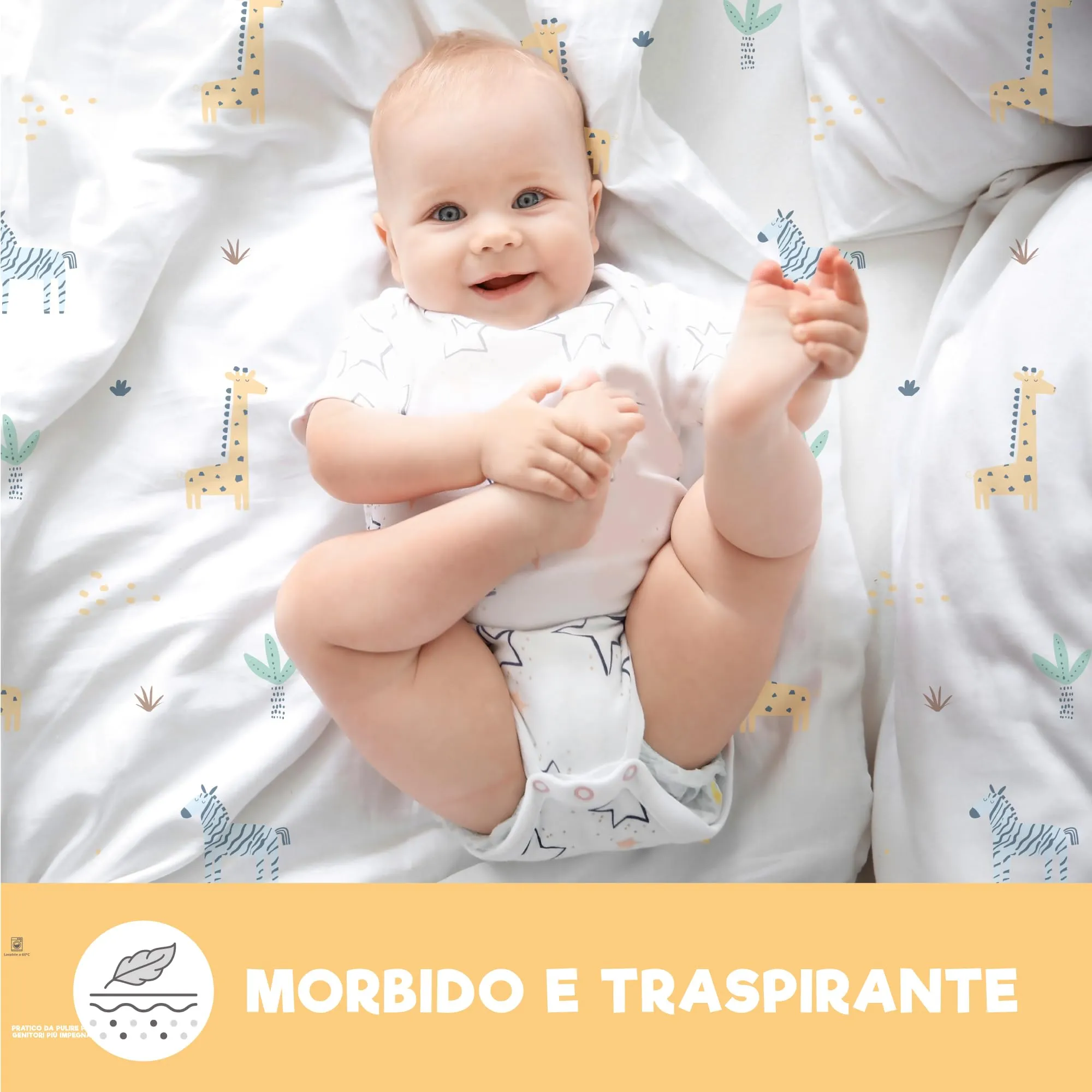 Sweety Fox Set 2 Lenzuola Culla Neonato 55x90 e 1 Coprimaterasso Impermeabile - immagine 6