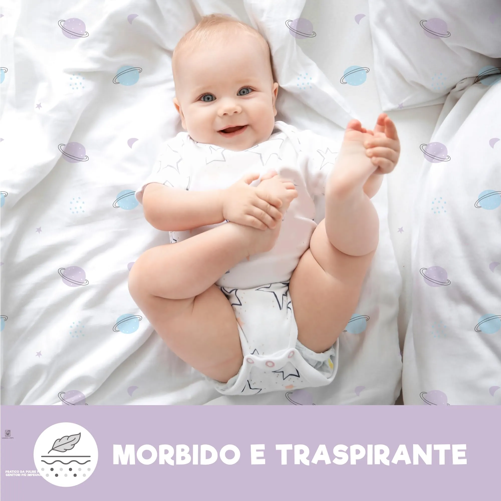 Sweety Fox Set 2 Lenzuola Culla Neonato 55x90 e 1 Coprimaterasso Impermeabile - immagine 6