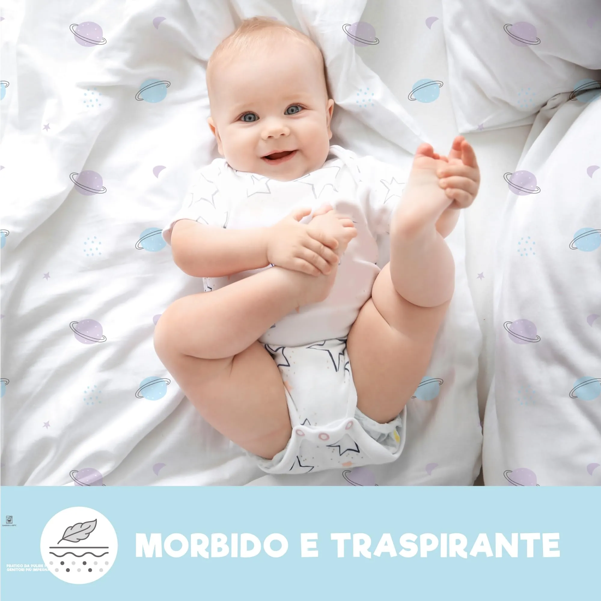 Sweety Fox Set 2 Lenzuola Culla Neonato 55x90 e 1 Coprimaterasso Impermeabile - immagine 6