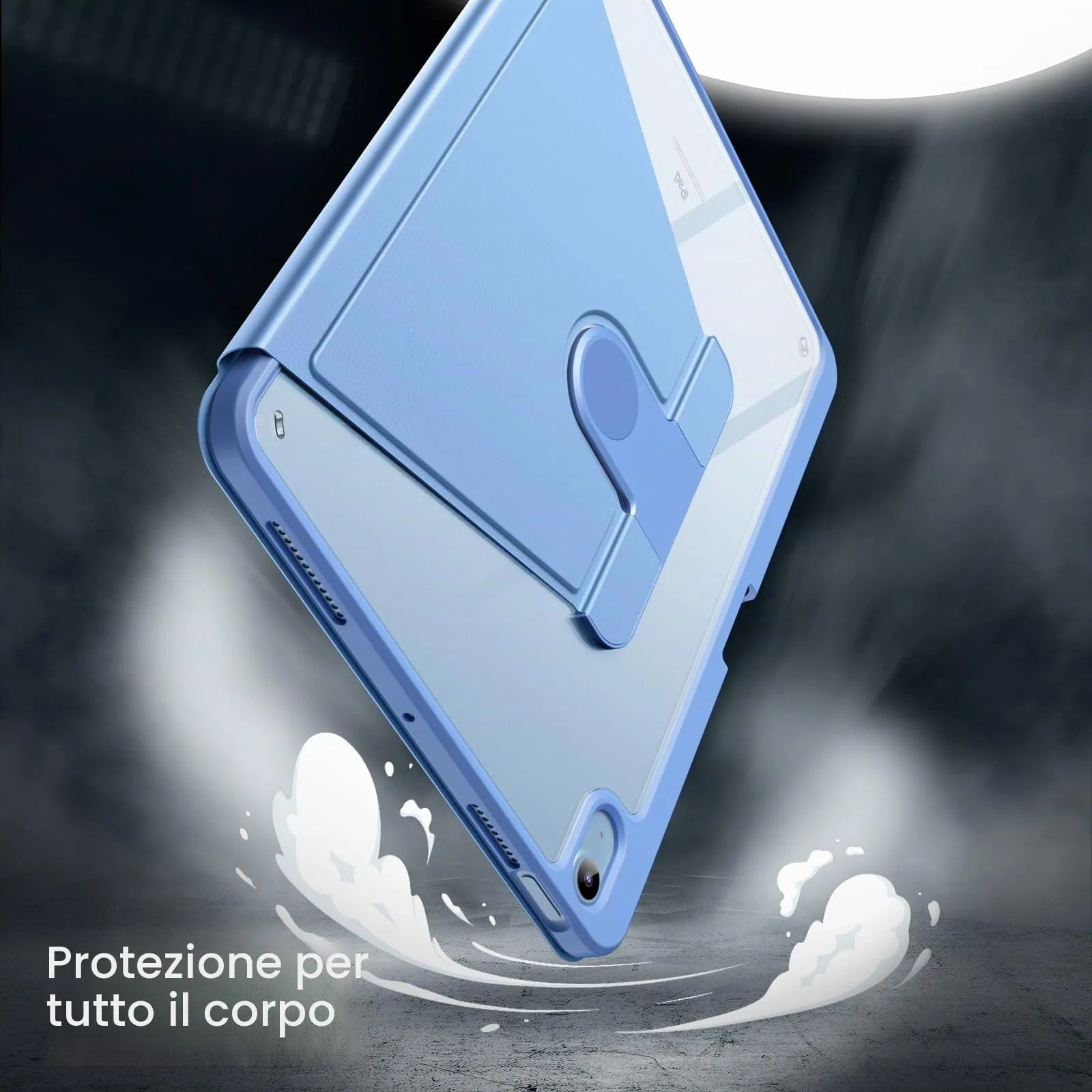JETech Custodia Girevole per iPad Air 11" M4/M3/M2, Air 5/4, Cielo Blu - immagine 4