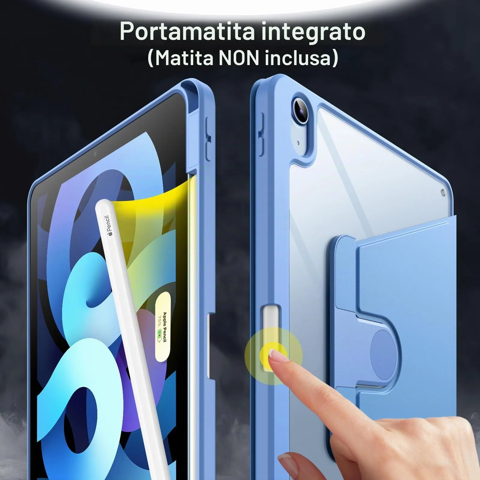 JETech Custodia Girevole per iPad Air 11" M4/M3/M2, Air 5/4, Cielo Blu - immagine 5