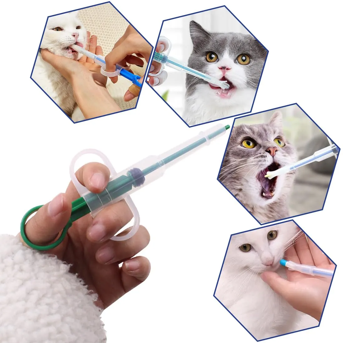 GXGM Siringa per Animali e Sparapillole per Cani e Gatti, Dispenser con 8 Punte Morbide, 2 Pezzi - immagine 5