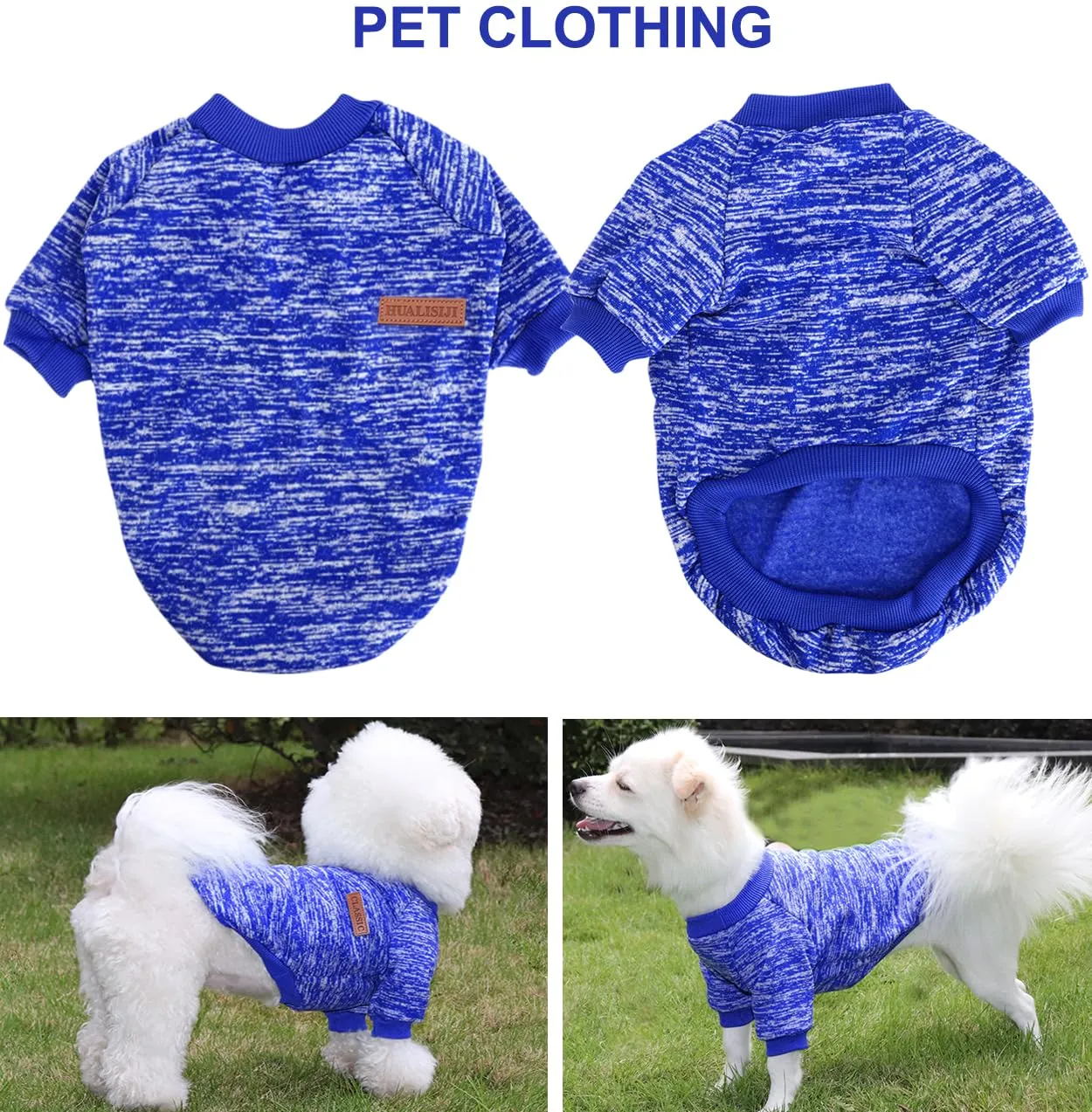 HuaLiSiJi Maglioncino Felpa per Cani in Cotone e Pile, 4XL, Blu Scuro+Blu Navy - immagine 2