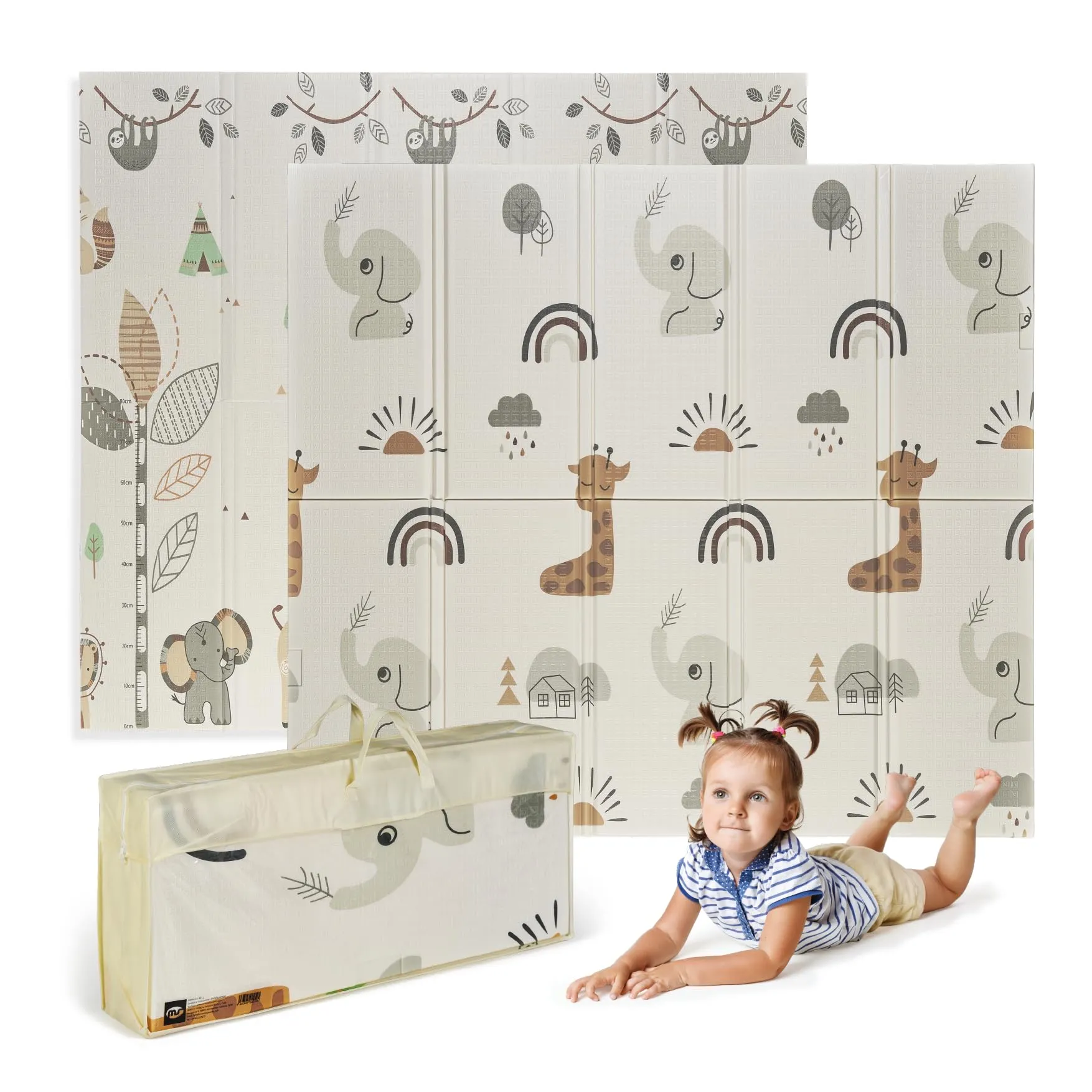 MS Fancy Tappeto gioco per bambini 180x200 cm, doppio lato, imbottito 1,5 cm, pieghevole con borsa per il trasporto - immagine 1