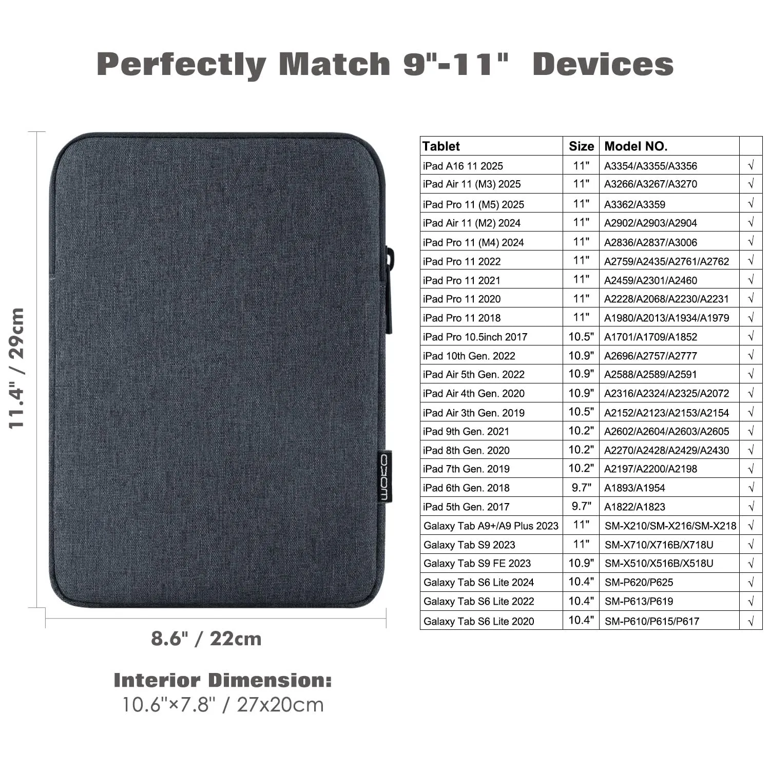 MoKo Borsa Sleeve per Tablet 9-11 Pollici, Sottile - immagine 2