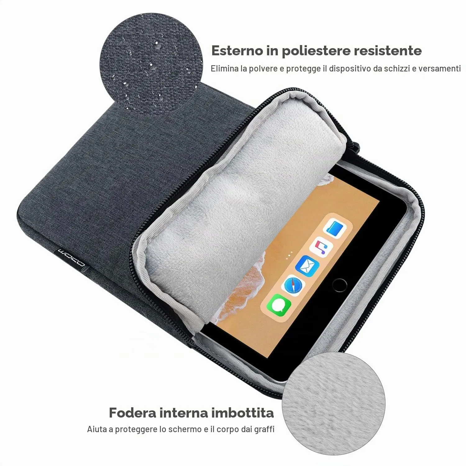 MoKo Borsa Sleeve per Tablet 9-11 Pollici, Sottile - immagine 3
