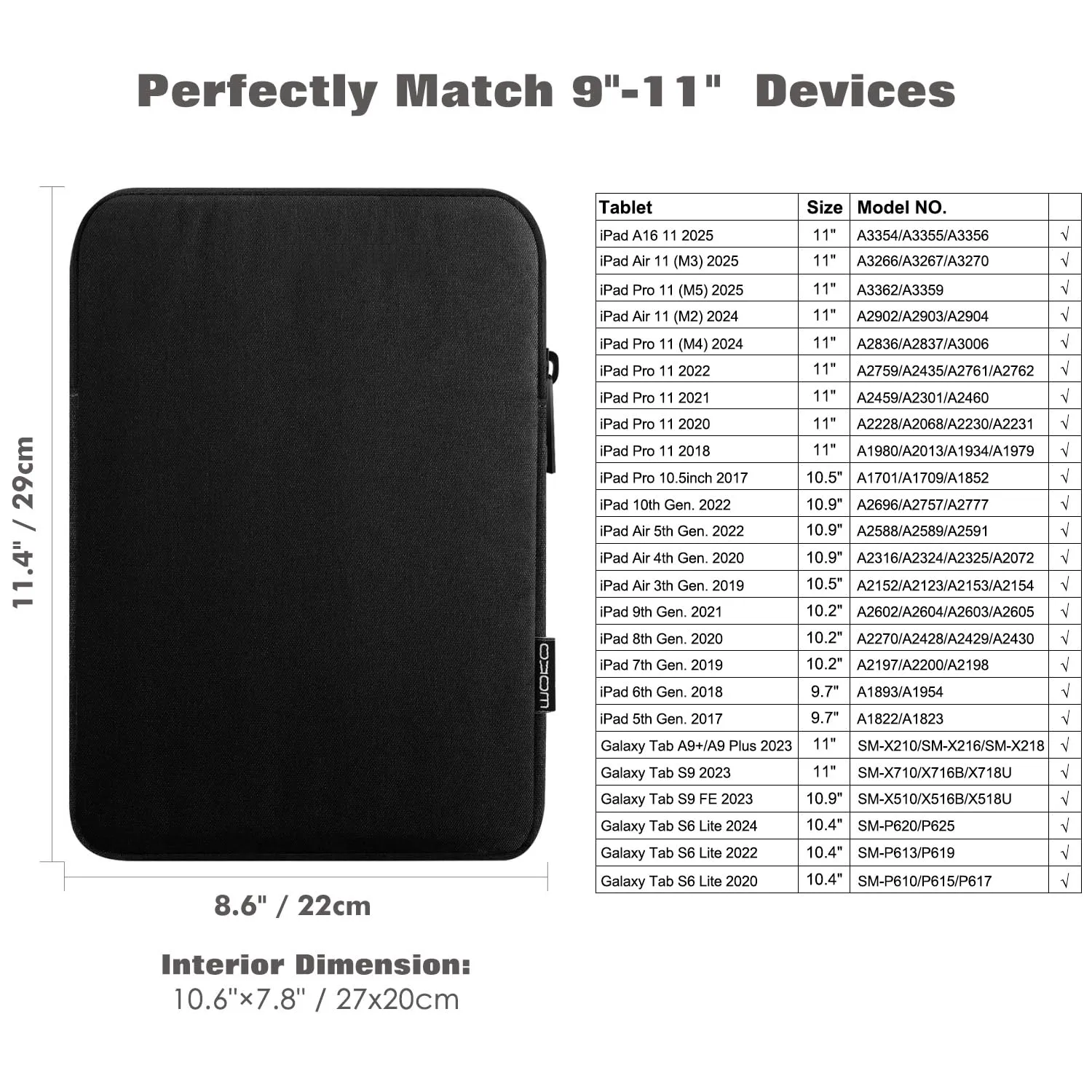 MoKo Borsa Sleeve per Tablet 9-11 Pollici, Sottile - immagine 2