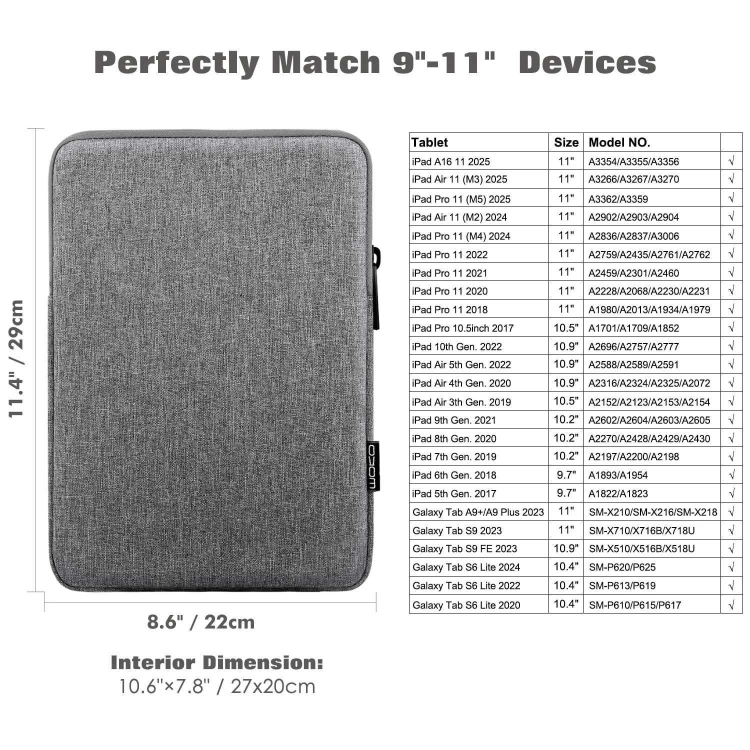 MoKo Borsa Sleeve per Tablet 9-11 Pollici, Sottile - immagine 2
