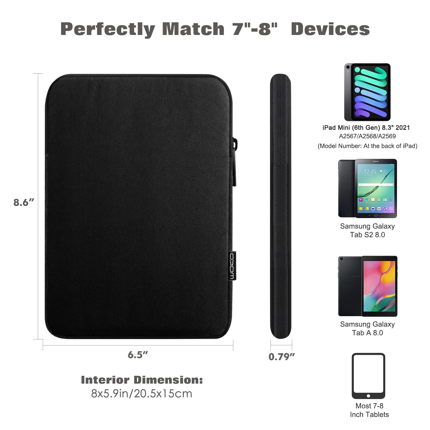 MoKo Borsa Sleeve per Tablet 7-8 Pollici con Cerniera - immagine 2