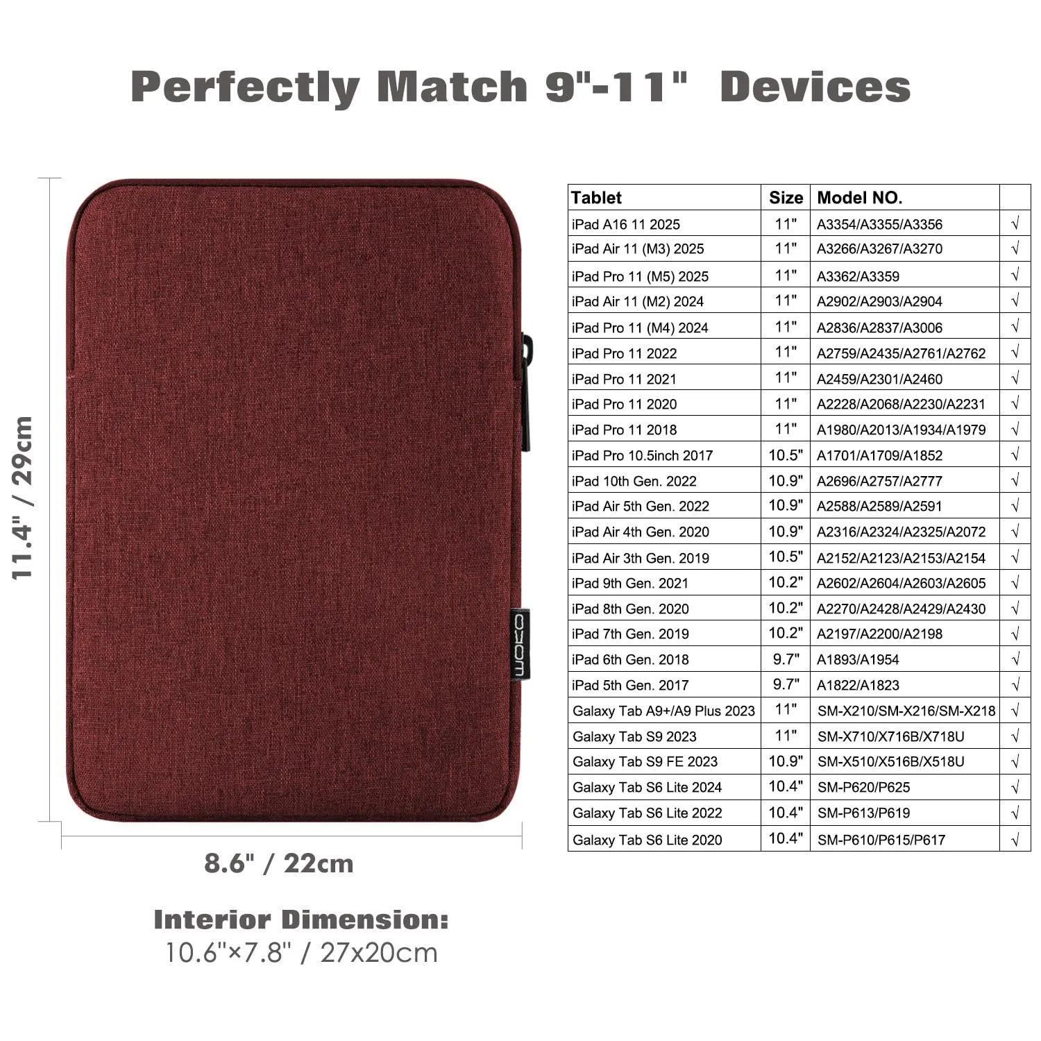 MoKo Borsa Sleeve per Tablet 9-11 Pollici, Sottile - immagine 2