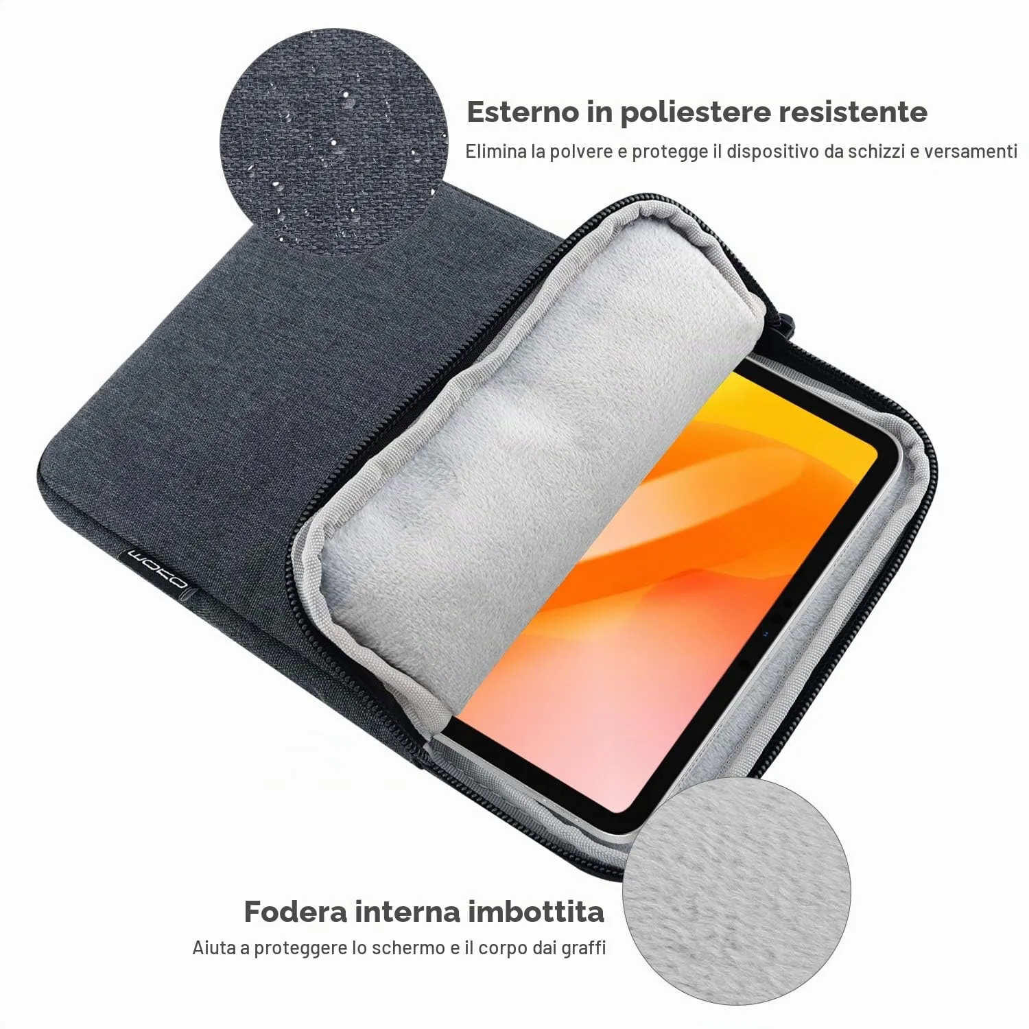 MoKo Borsa per tablet 13 pollici con tasca accessori - Grigio Siderale - immagine 3