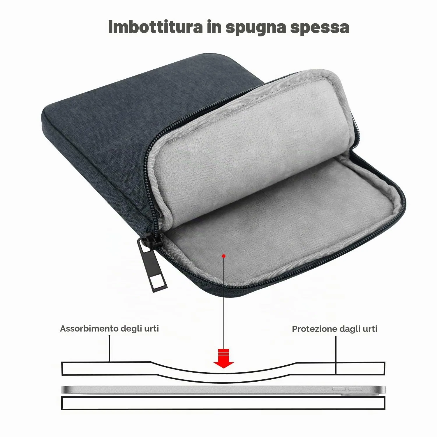 MoKo Borsa per tablet 13 pollici con tasca accessori - Grigio Siderale - immagine 4