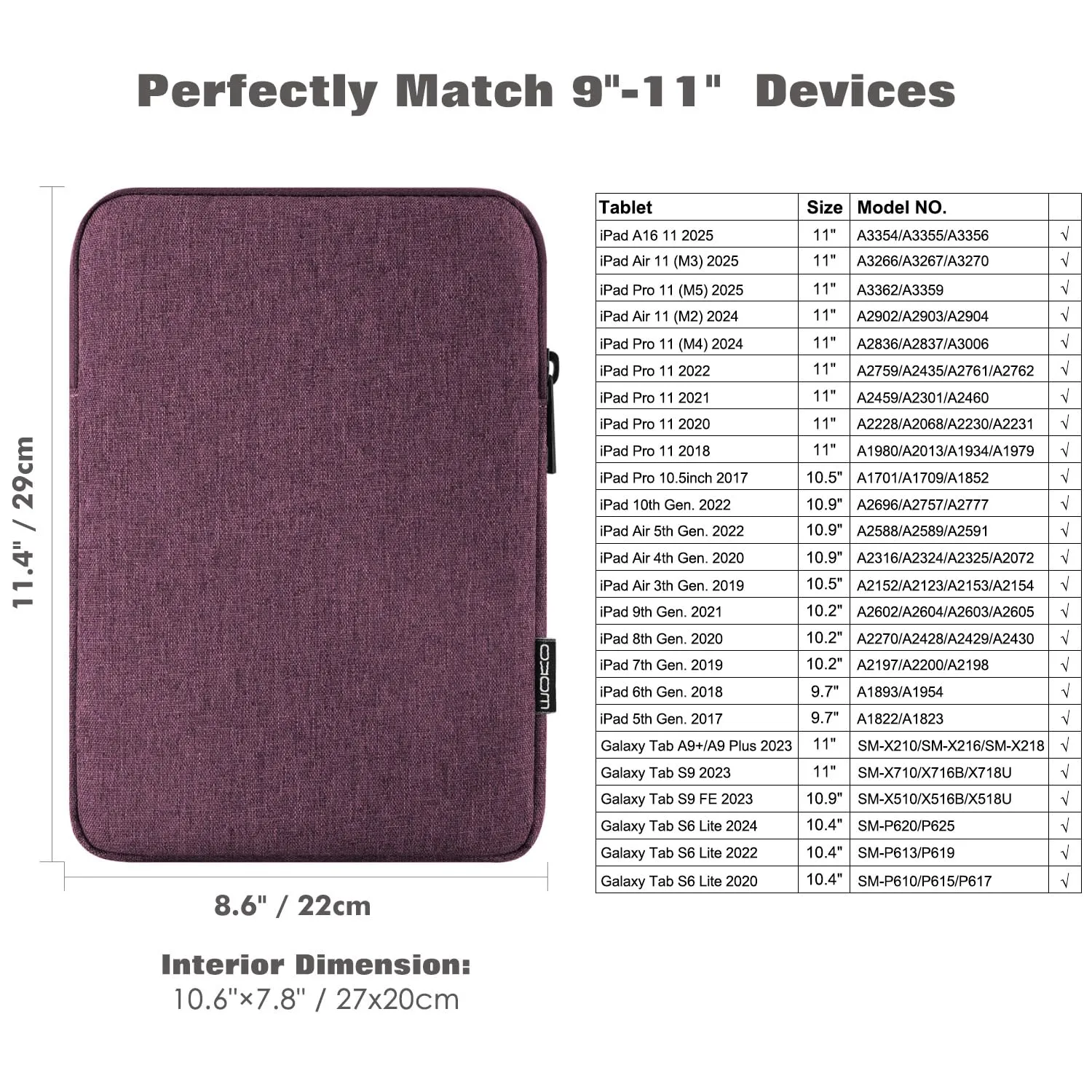 MoKo Borsa Sleeve per Tablet 9-11 Pollici, Sottile - immagine 2
