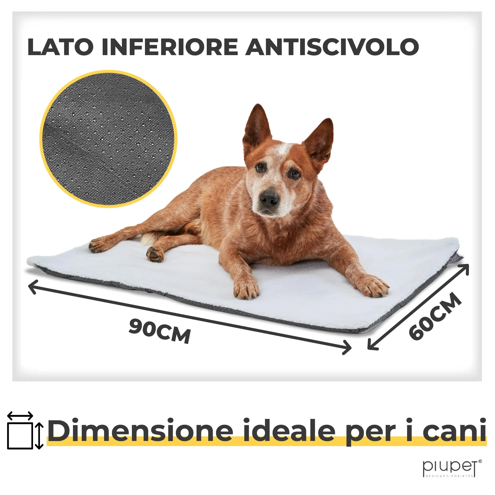 PiuPet Tappetino Riscaldante per Cani 90x60cm, Coperta Autoriscaldante Bianca - immagine 6
