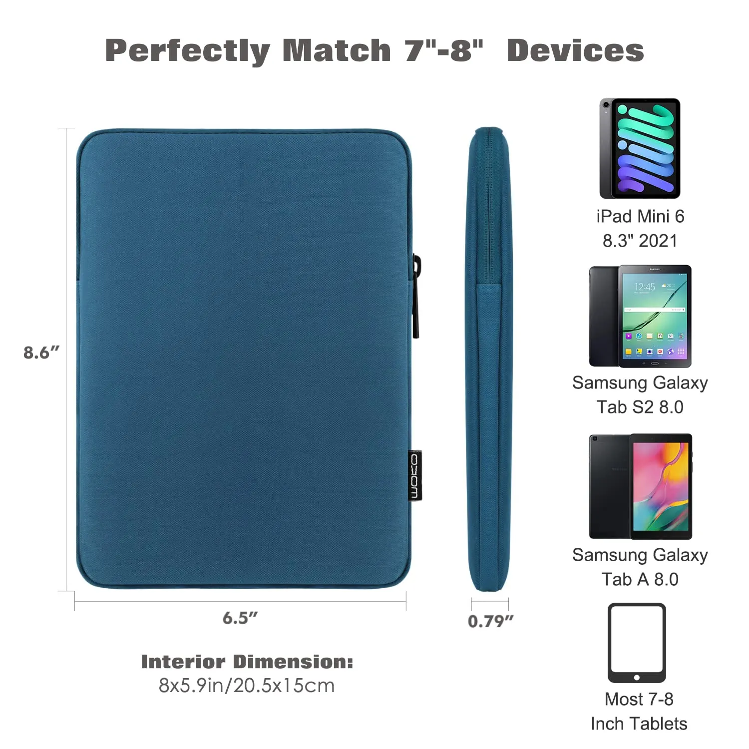 MoKo Borsa Sleeve per Tablet 7-8 Pollici con Cerniera - immagine 2