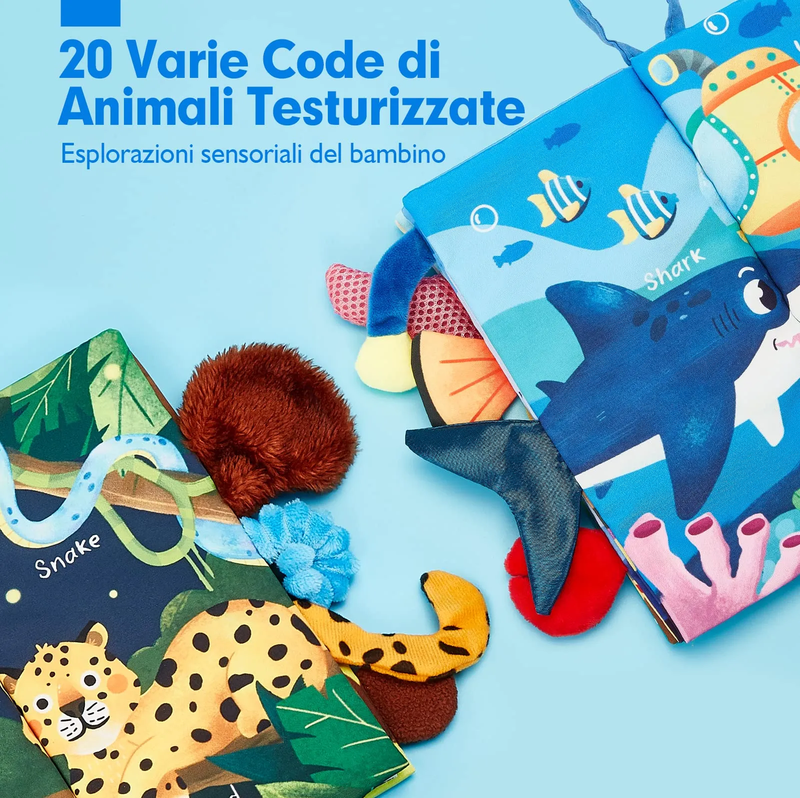 hahaland Libri di Stoffa Neonati 2 Pezzi, Libri Morbidi Animali Giungla - immagine 2