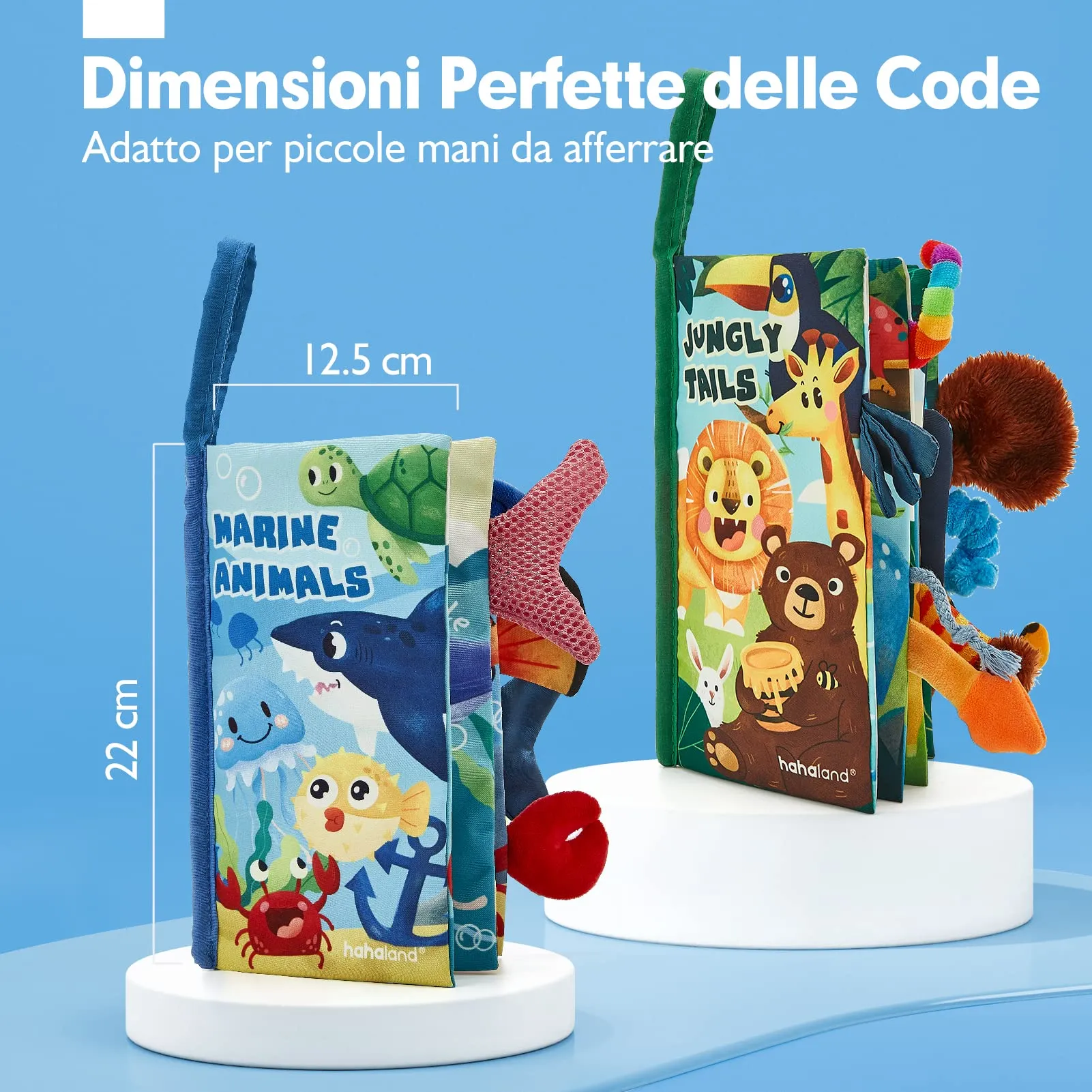 hahaland Libri di Stoffa Neonati 2 Pezzi, Libri Morbidi Animali Giungla - immagine 7