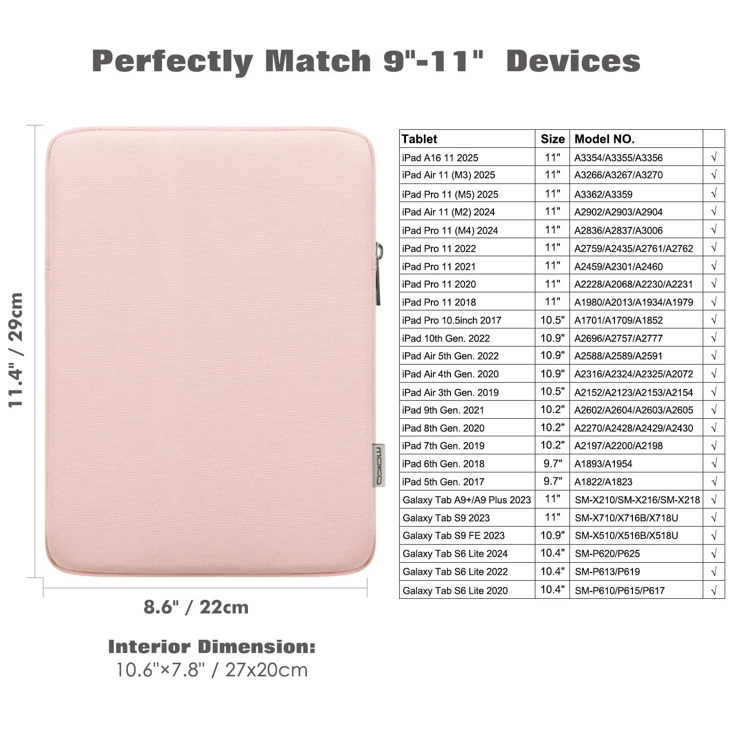 MoKo Borsa Sleeve per Tablet 9-11 Pollici, Sottile - immagine 2