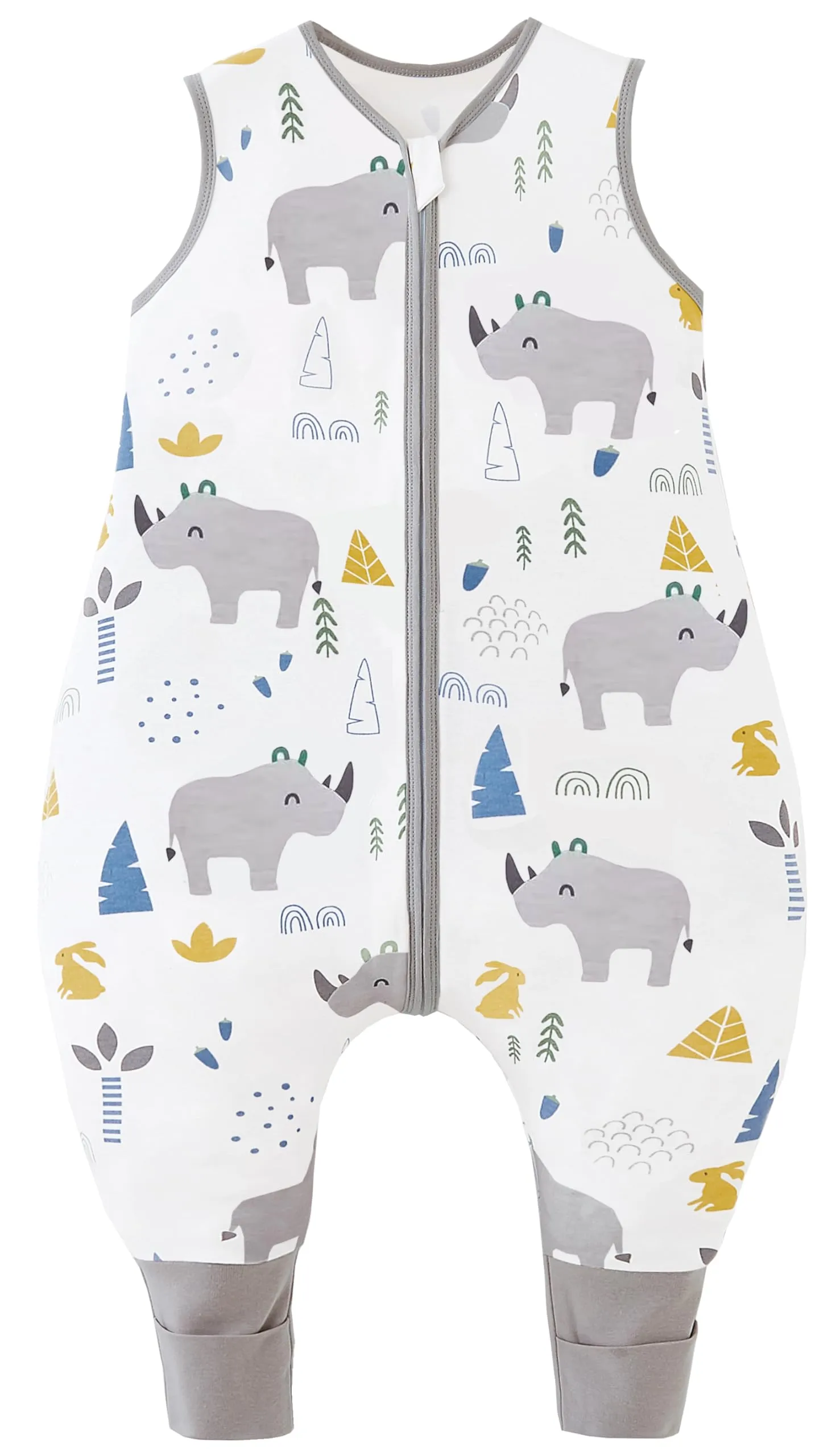 Chilsuessy Sacco Nanna con gambe, 2,5 Tog, Invernale, Grazioso Rinoceronte, 80 cm (altezza bambino 85-95 cm) - immagine 1