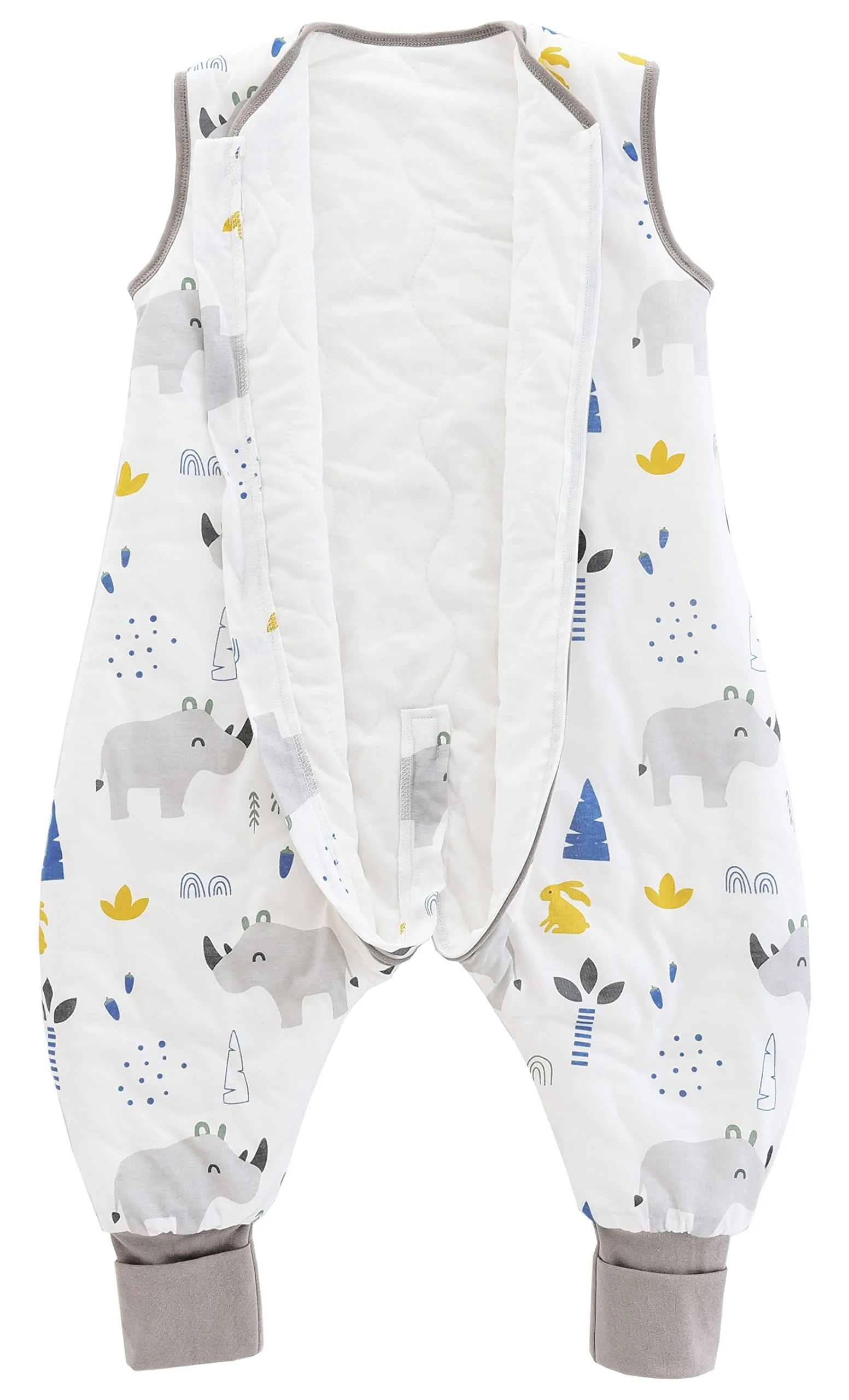 Chilsuessy Sacco Nanna con gambe, 2,5 Tog, Invernale, Grazioso Rinoceronte, 80 cm (altezza bambino 85-95 cm) - immagine 7