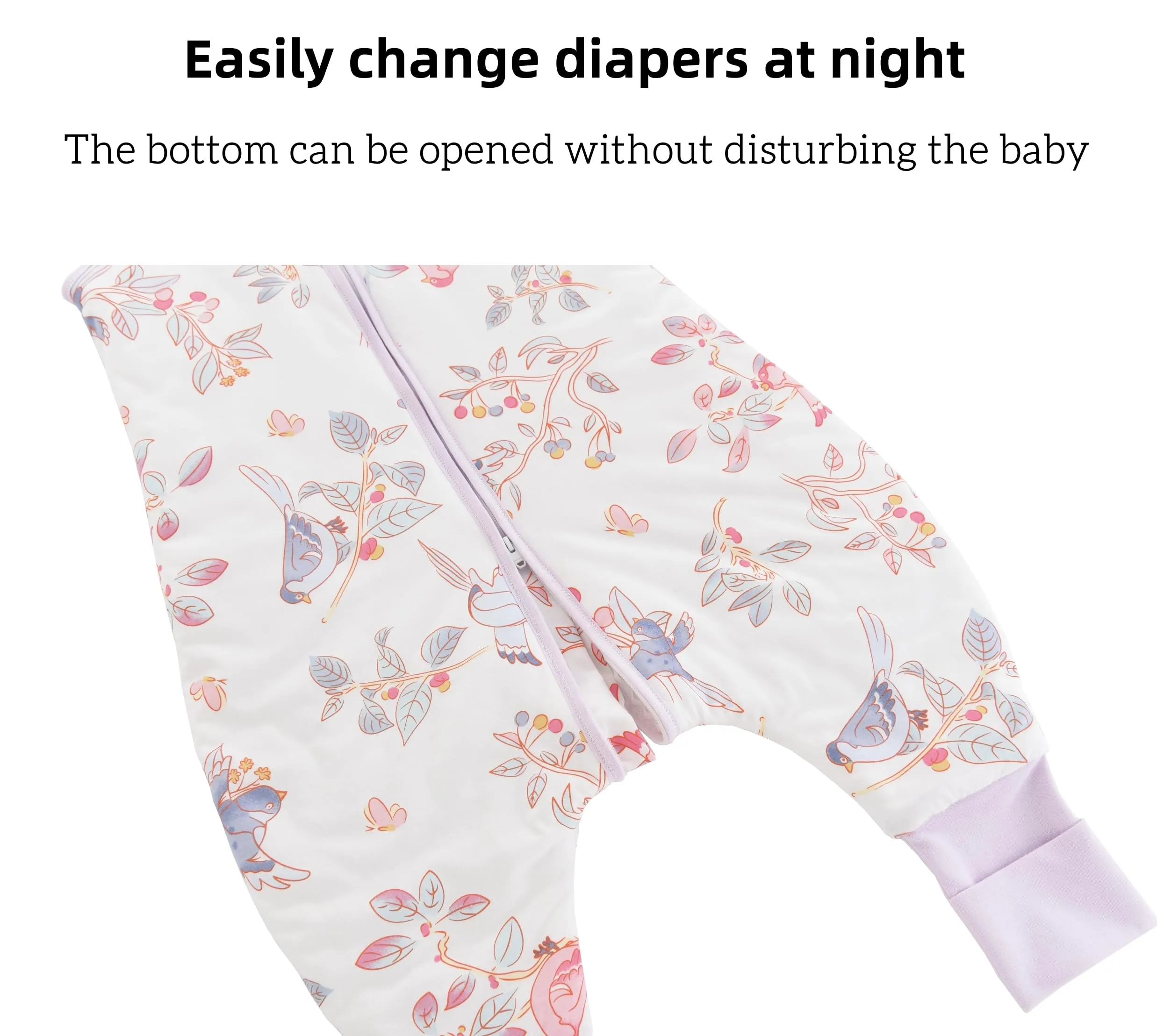 Chilsuessy Sacco Nanna Invernale Unisex con Gambe, 2.5 Tog, Magpia Primaverile, 90 cm (per bambini 95-105 cm) - immagine 6