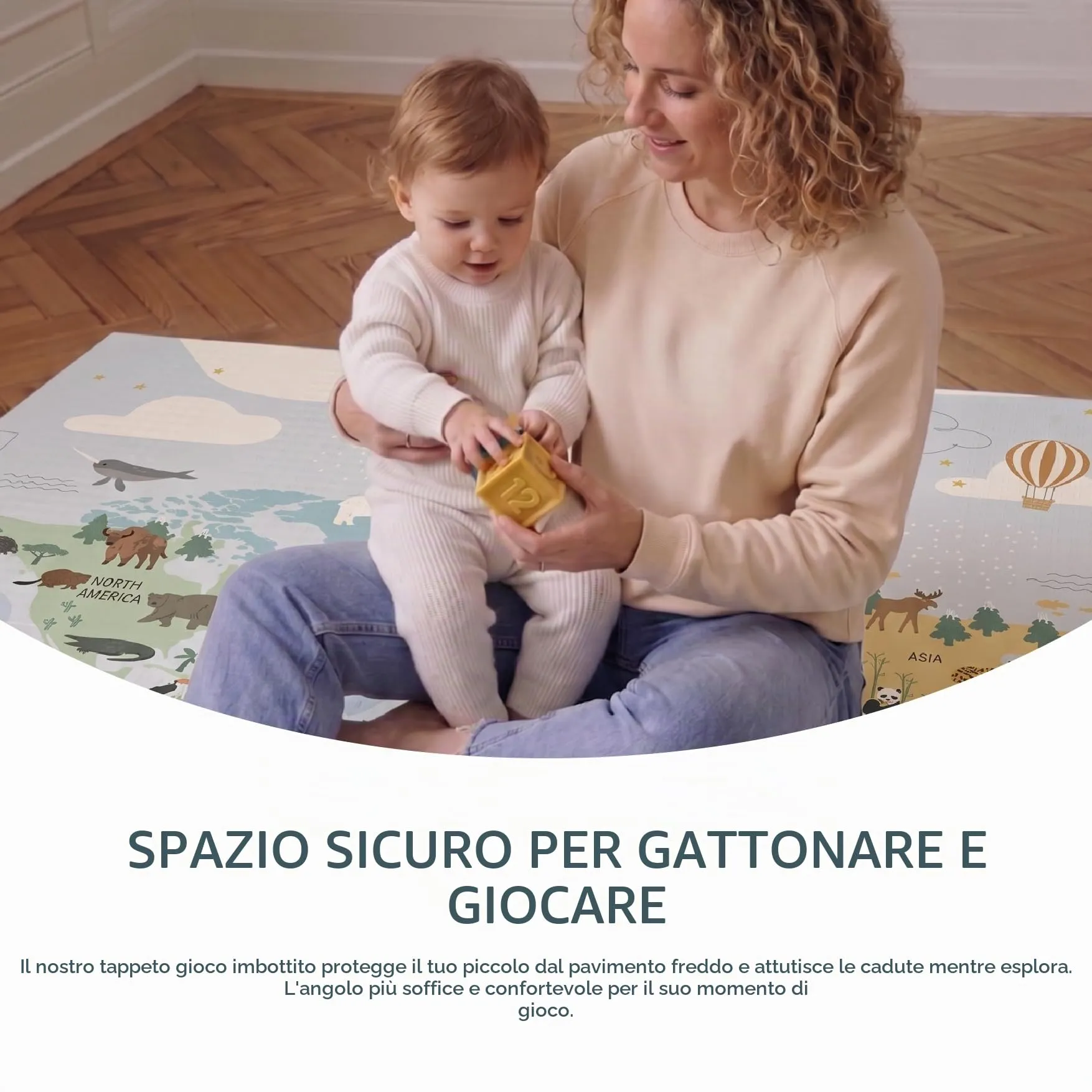 MS Fancy Tappeto da gioco per bambini, 180 x 200 cm, 1,5 cm spessore, Fronte-retro, Pieghevole con Borsa per il trasporto - immagine 2