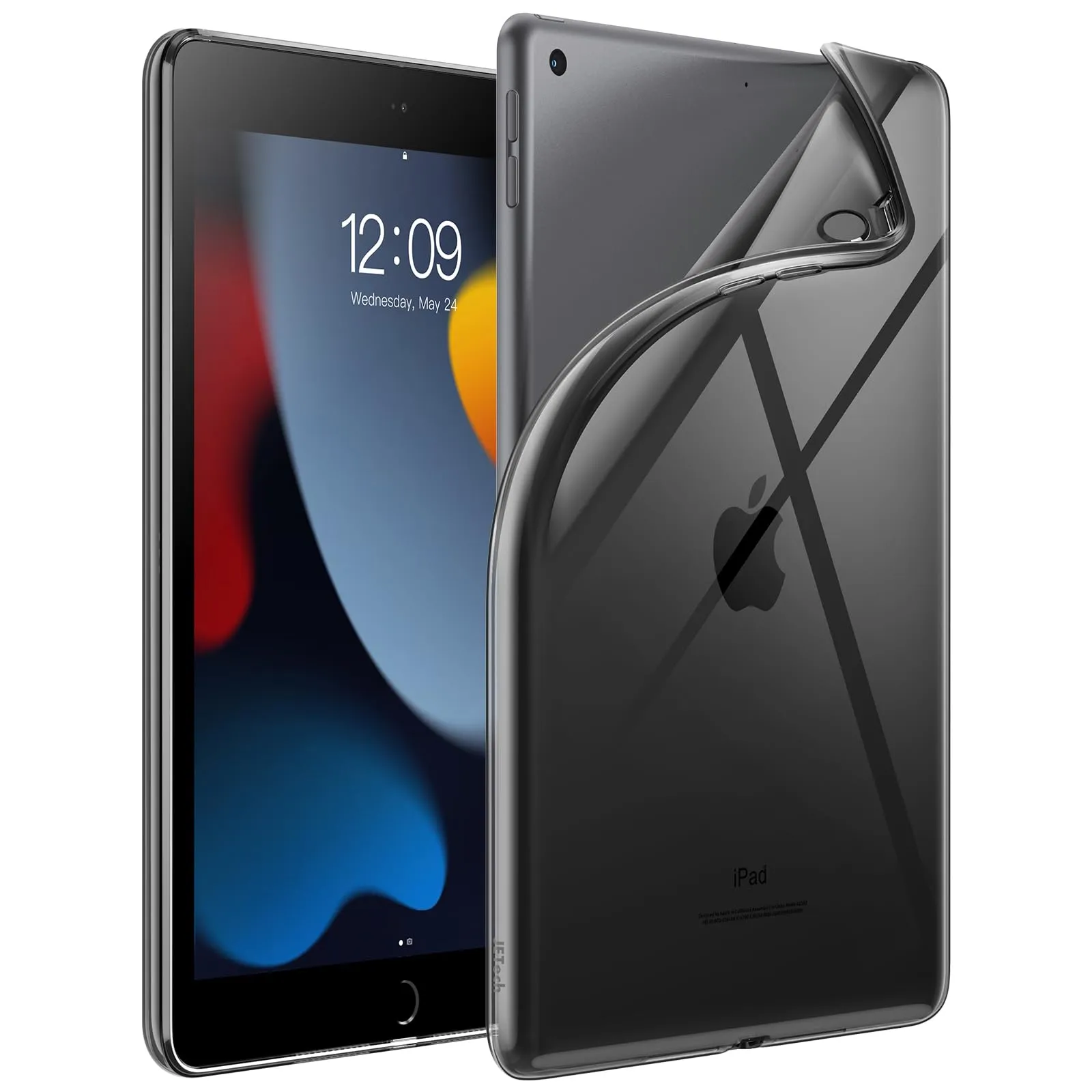 JETech Custodia Trasparente per iPad 9ª/8ª/7ª Gen 10,2", Nero - immagine 1