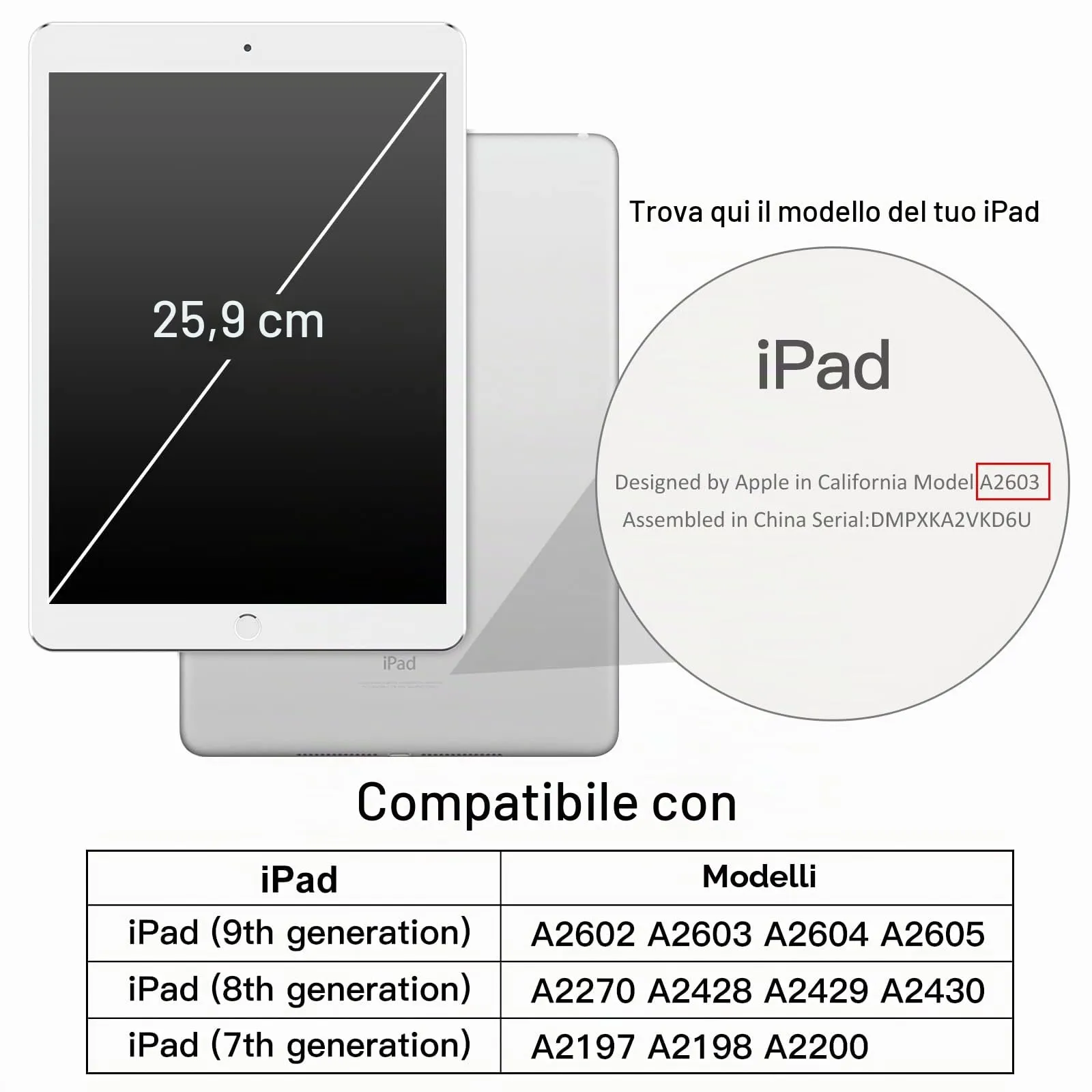 JETech Custodia Trasparente per iPad 9ª/8ª/7ª Gen 10,2", Nero - immagine 2