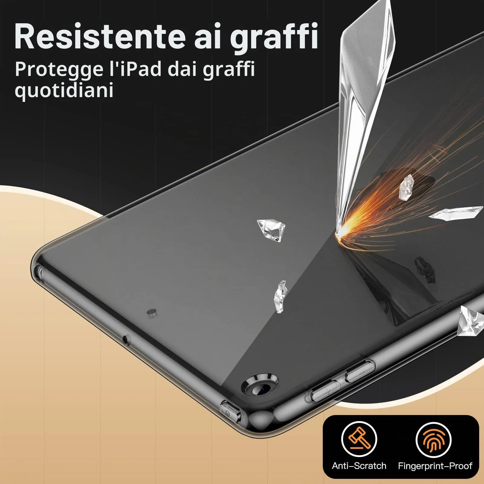 JETech Custodia Trasparente per iPad 9ª/8ª/7ª Gen 10,2", Nero - immagine 5