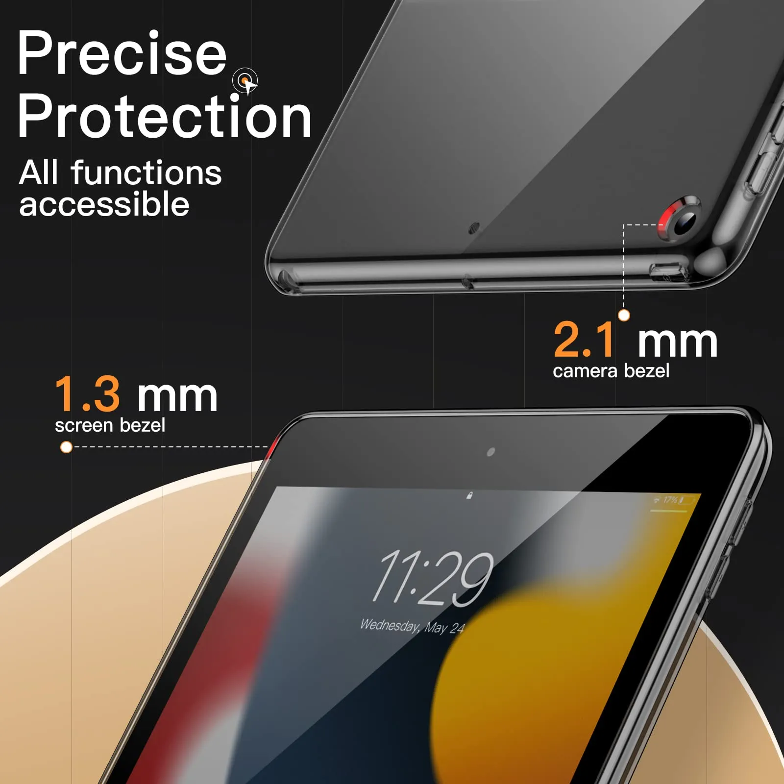JETech Custodia Trasparente per iPad 9ª/8ª/7ª Gen 10,2", Nero - immagine 6