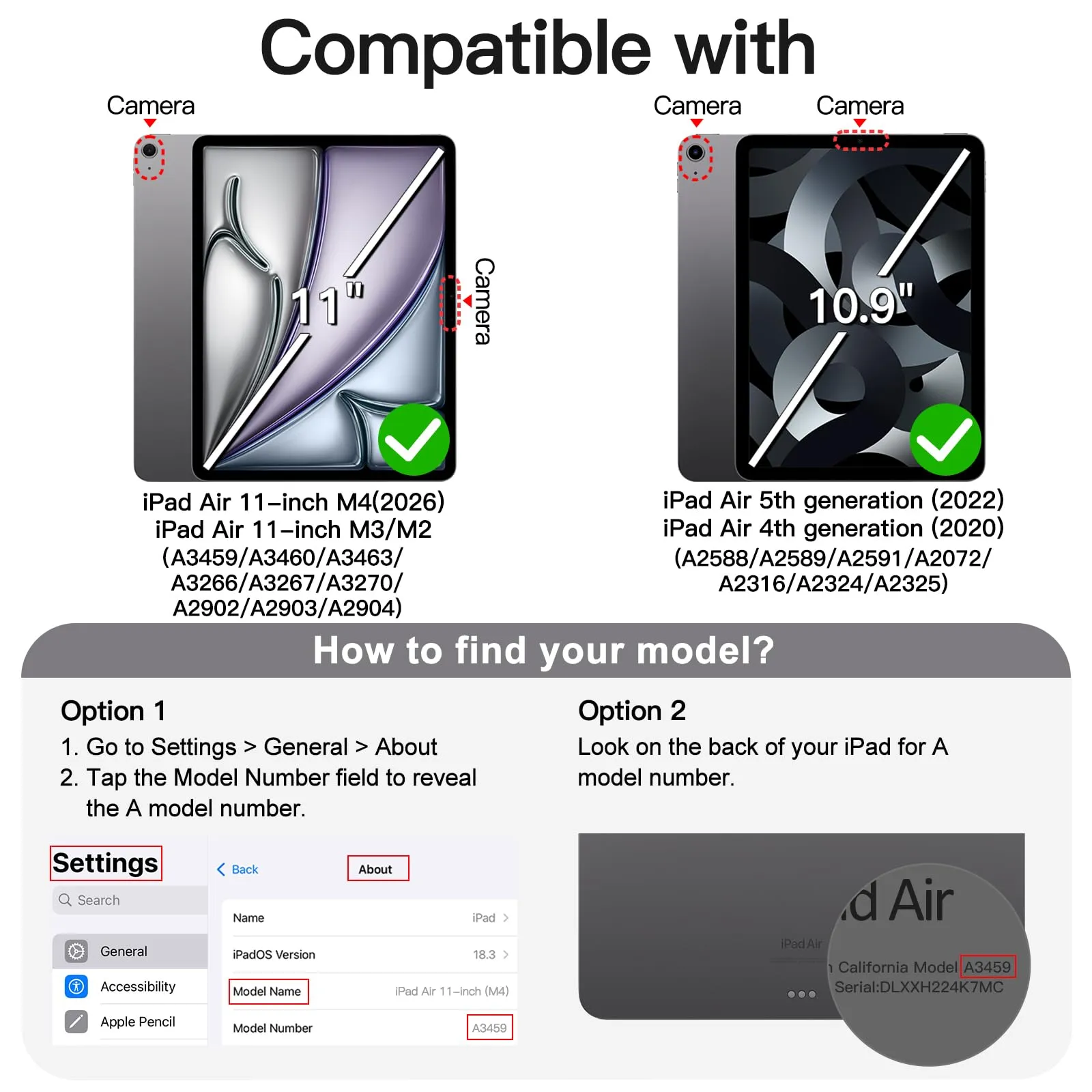 JETech Custodia Trasparente per iPad Air 11" M4/M3/M2 & Air 5/4, Nero - immagine 2