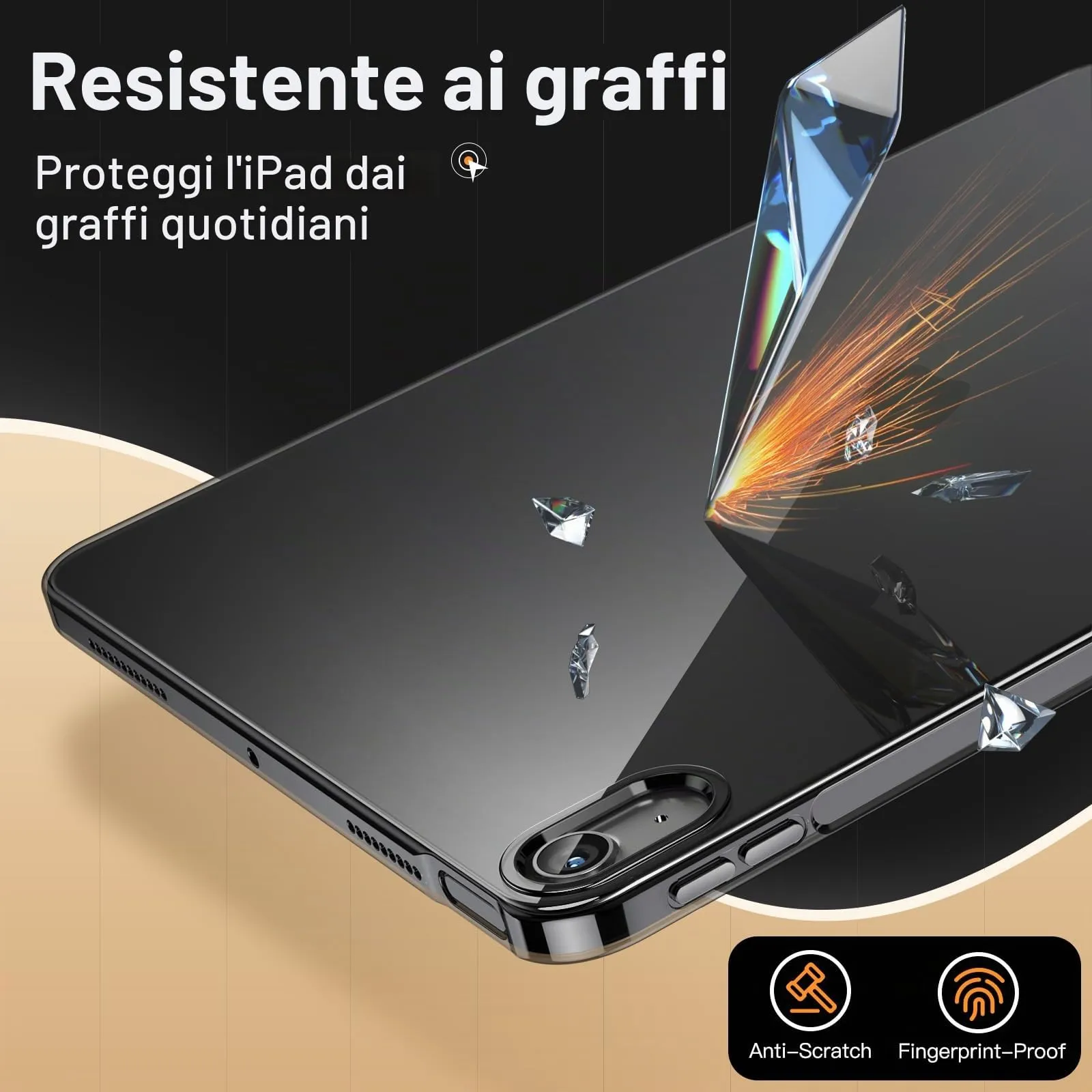 JETech Custodia Trasparente per iPad Air 11" M4/M3/M2 & Air 5/4, Nero - immagine 5