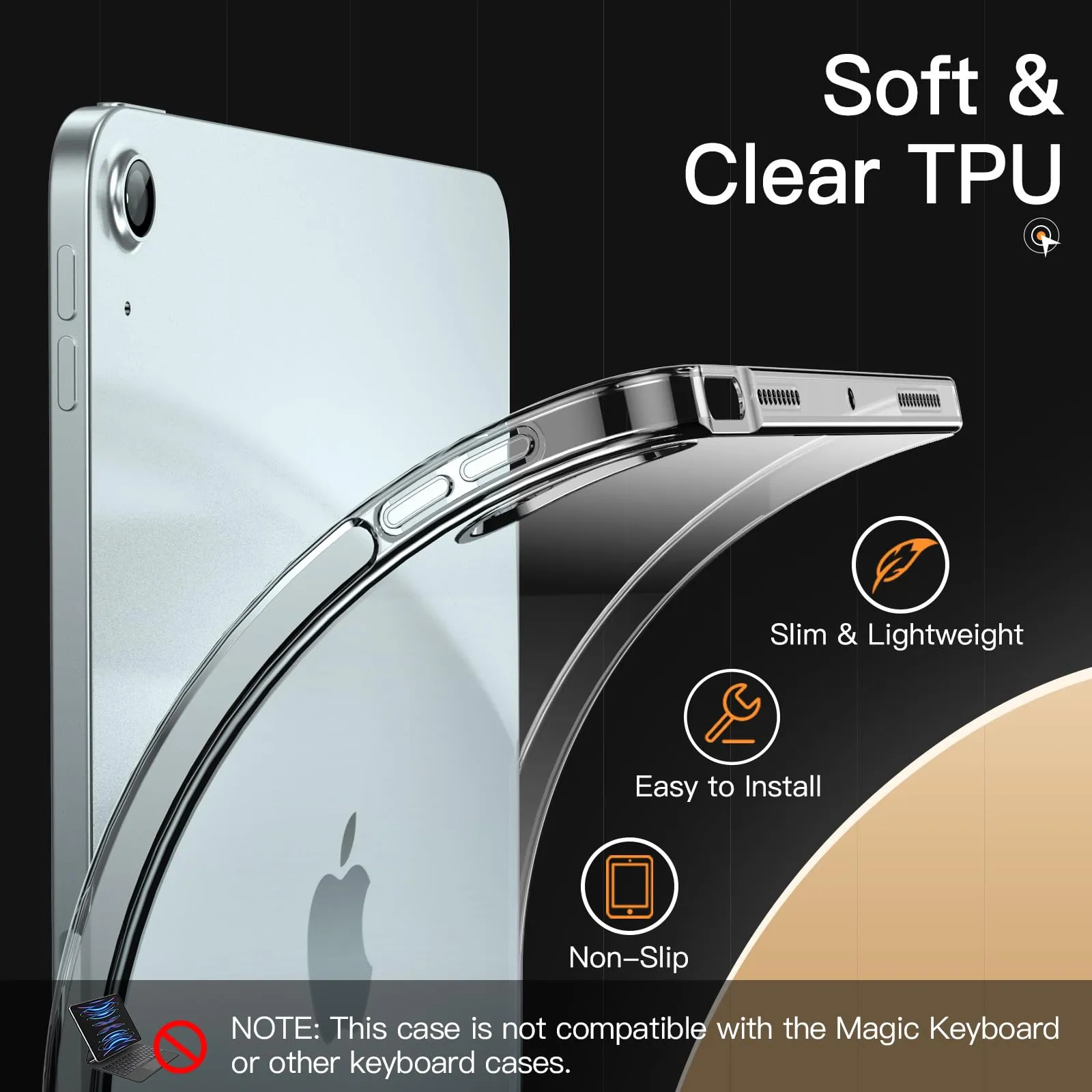 JETech Custodia Trasparente per iPad Air 11" M4/M3/M2, Air 5/4, Trasparente - immagine 3