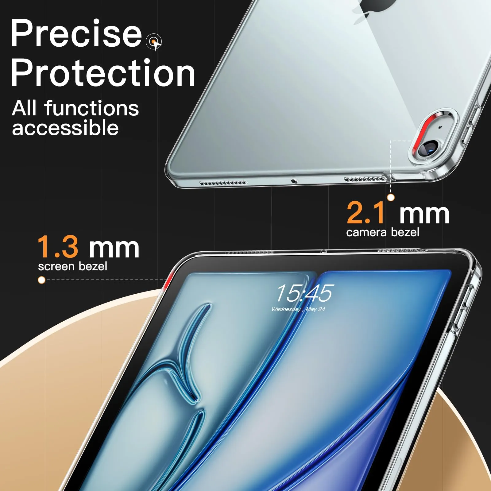 JETech Custodia Trasparente per iPad Air 11" M4/M3/M2, Air 5/4, Trasparente - immagine 6