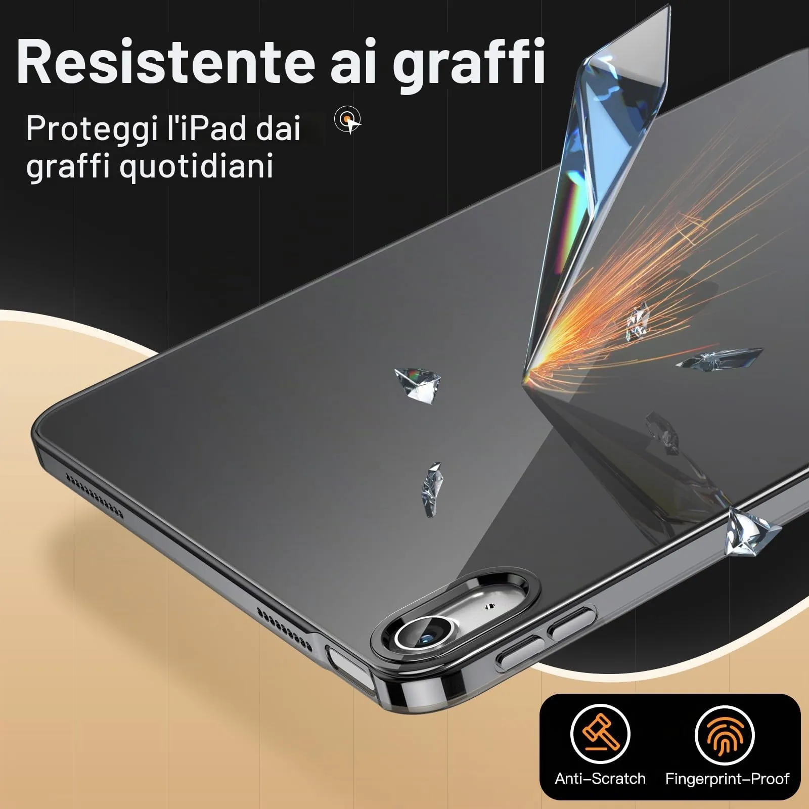 JETech Custodia Trasparente per iPad (A16) 11ª/10ª Gen, Nero - immagine 5