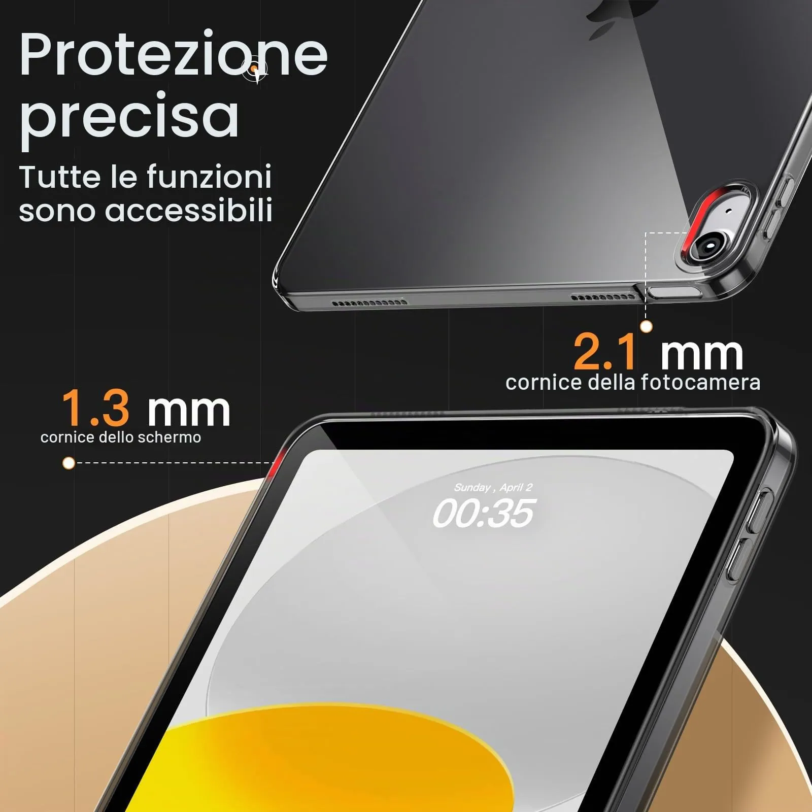 JETech Custodia Trasparente per iPad (A16) 11ª/10ª Gen, Nero - immagine 6