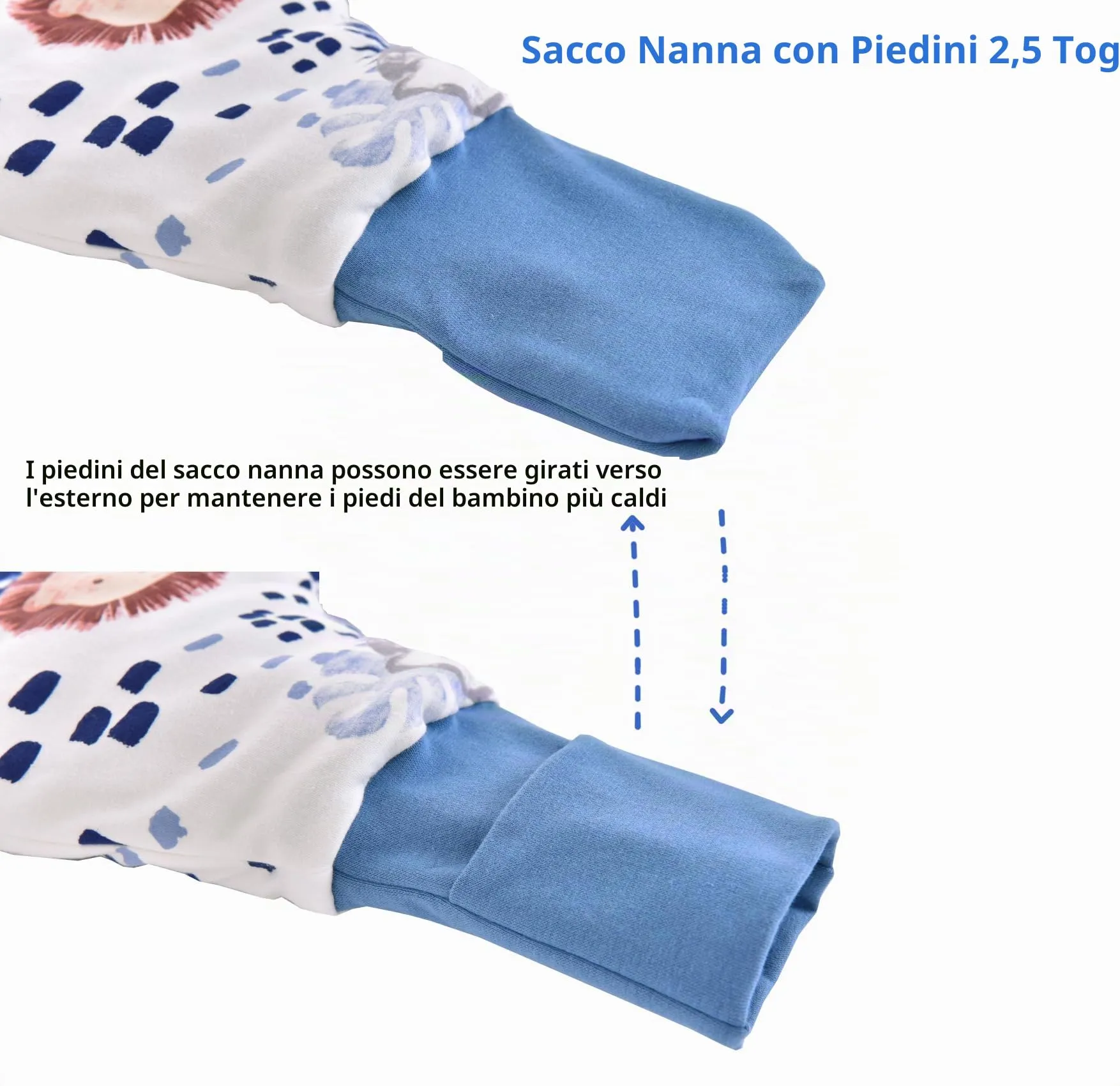 Chilsuessy Sacco Nanna con Gambe 2,5 Tog, Leone della Giungla, 70 cm (Altezza neonato 75-85 cm) - immagine 6
