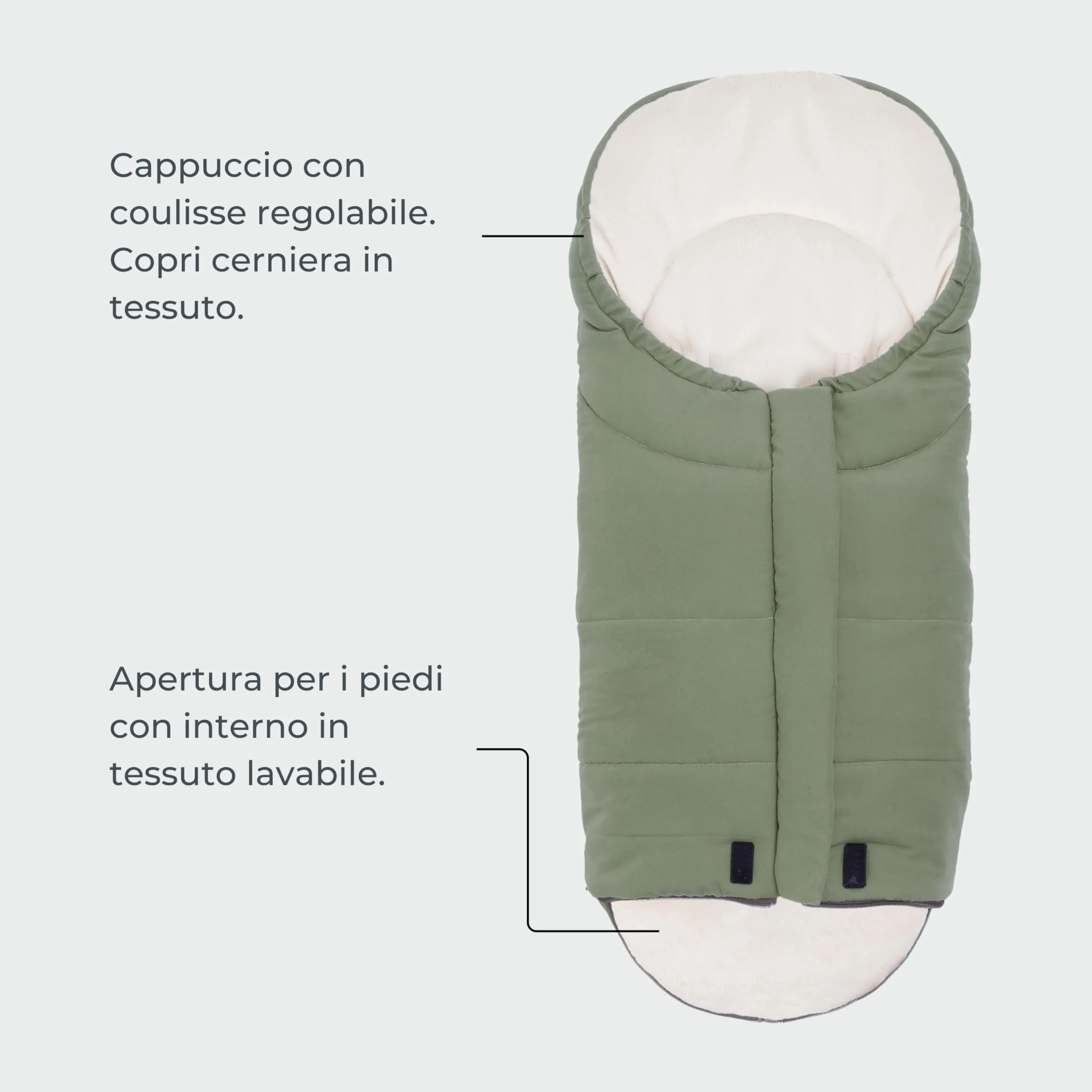 Nuvita 9045 Ovetto City Sacco Universale per Seggiolini Auto e Carrozzine, 0-6 Mesi (80 cm), Verde Salvia - immagine 3
