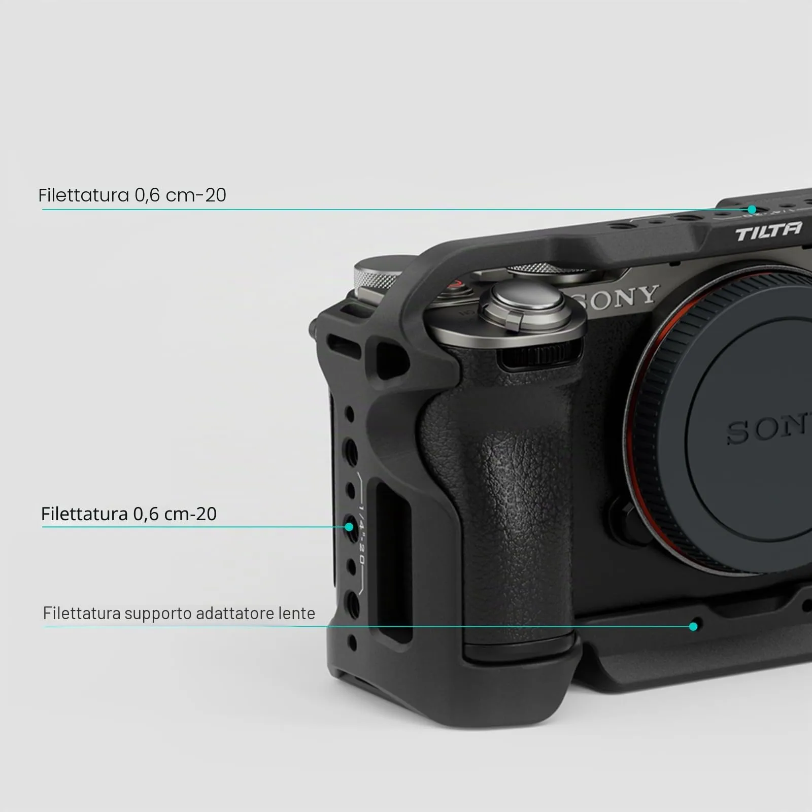 Tilta Full Camera Cage for Sony a7C II / a7C R with HDMI Cable Clamp, Black, TA-T60-FCC-B - immagine 4
