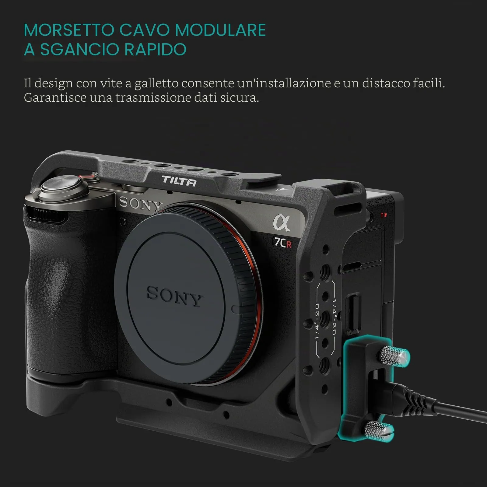 Tilta Mezza Gabbia per Sony a7C II / a7C R con Morsetto Cavo HDMI, Nero TA-T60-HCC-B - immagine 2