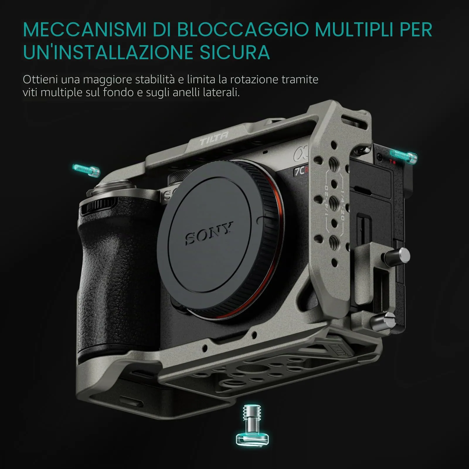 Tilta Mezza Gabbia per Sony a7C II/R con Morsetto Cavo HDMI, Grigio Titanio TA-T60-HCC-TG - immagine 2