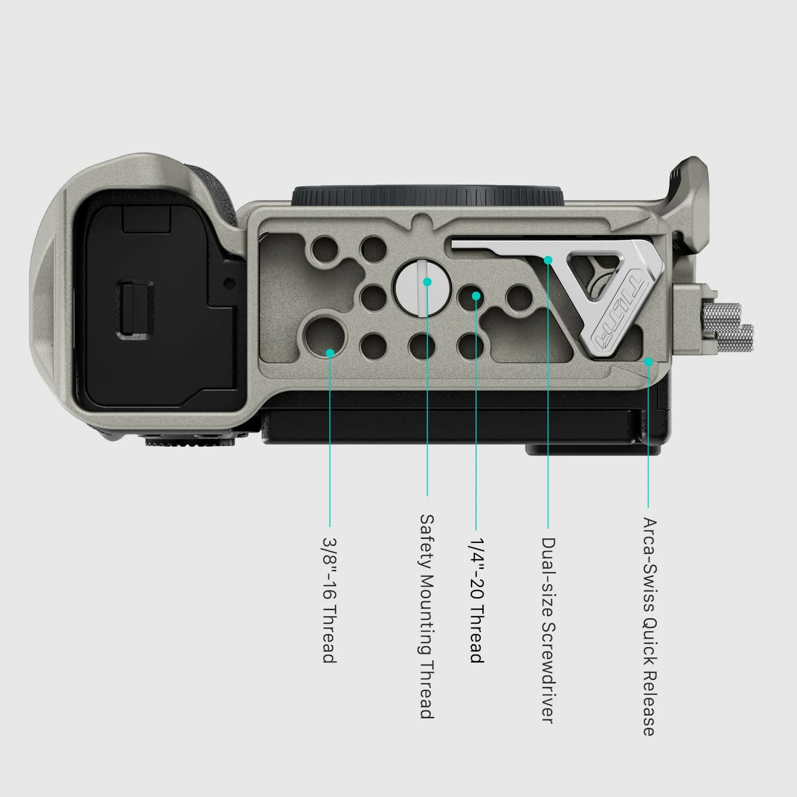 Tilta Mezza Gabbia per Sony a7C II/R con Morsetto Cavo HDMI, Grigio Titanio TA-T60-HCC-TG - immagine 5