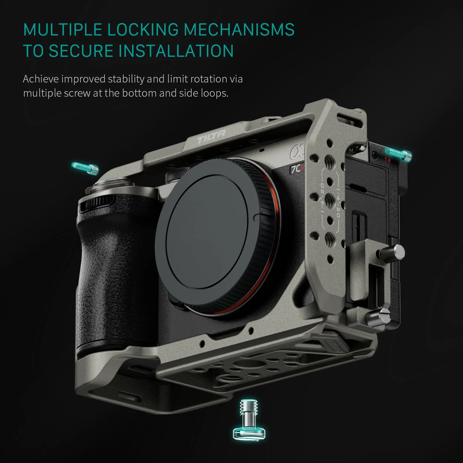 Tilta Gabbia per fotocamera Sony a7C II/a7C R, Grigio Titanio, con maniglia superiore NATO e piastra base LWS da 15 mm - immagine 5