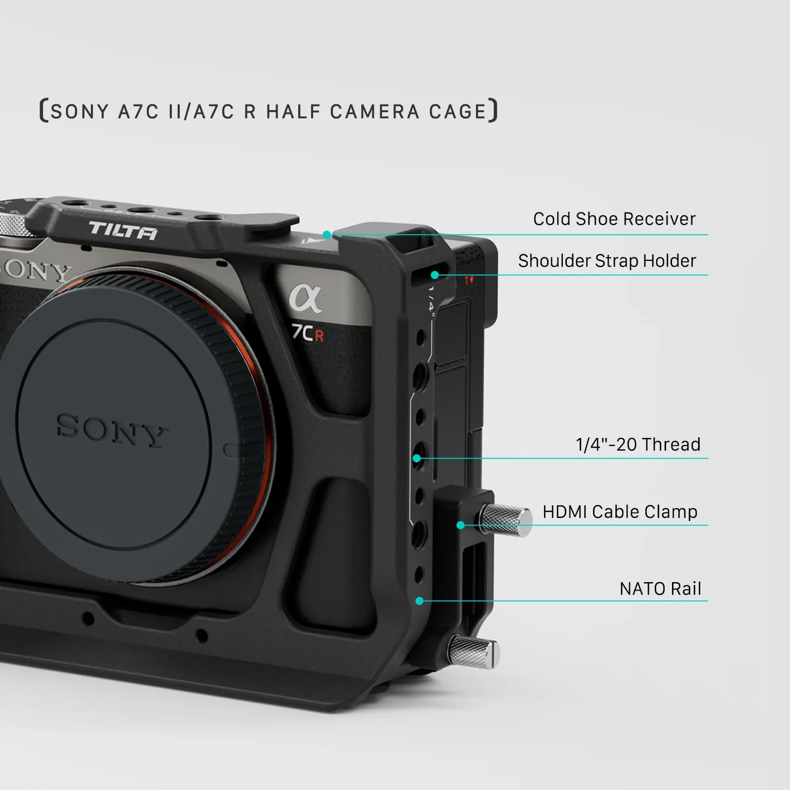 Tilta Mezza Gabbia per Sony a7C II / a7C R con Maniglia Superiore NATO, Nero TA-T60-B-B TX - immagine 3