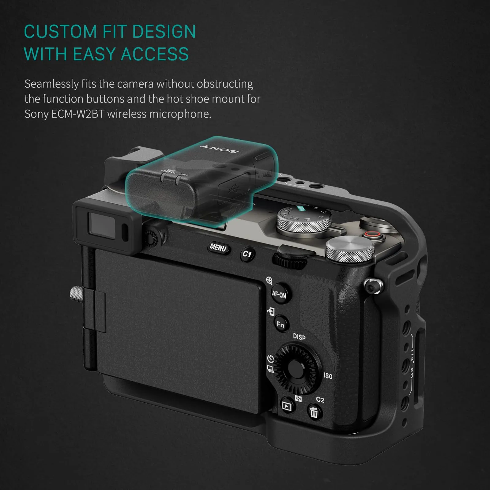 Tilta Mezza Gabbia per Sony a7C II / a7C R con Maniglia Superiore NATO, Nero TA-T60-B-B TX - immagine 7