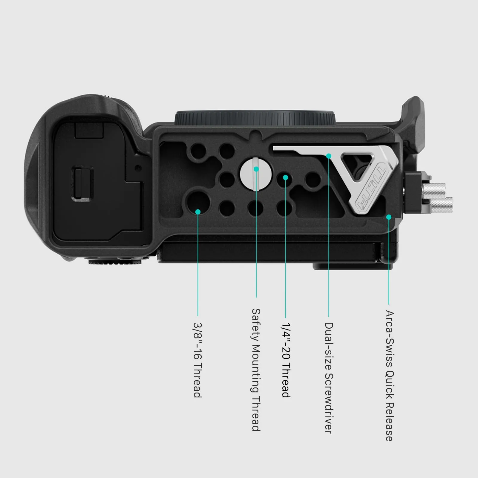 Tilta Mezza Gabbia per Sony a7C II / a7C R con Maniglia Superiore NATO, Nero TA-T60-B-B TX - immagine 8