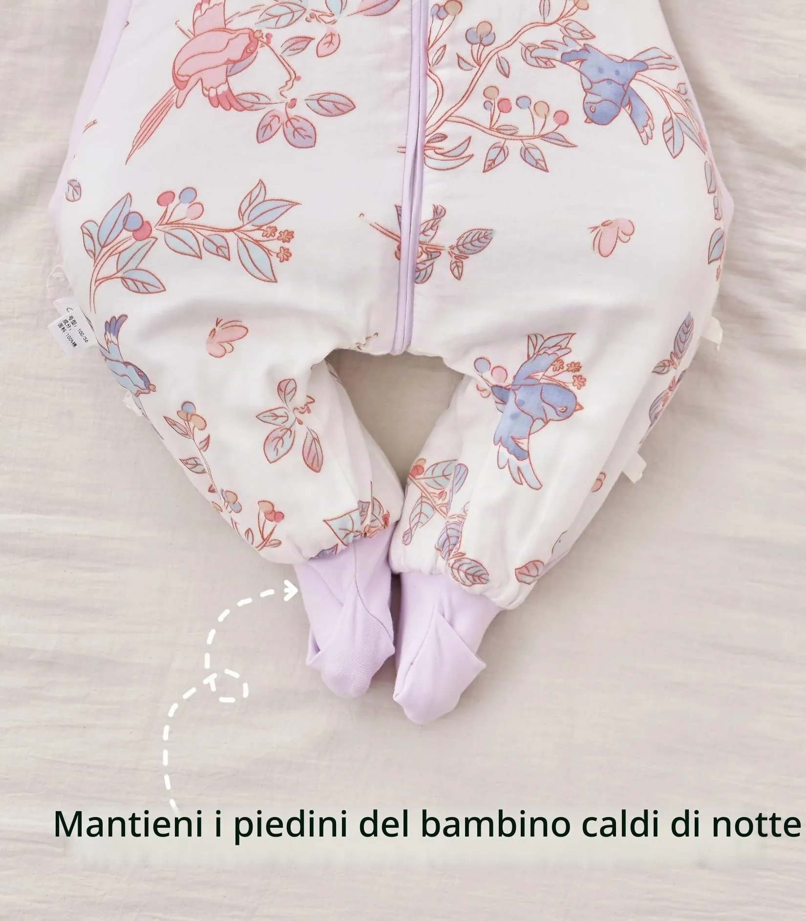 Chilsuessy Sacco nanna per neonato con gambe, 100% cotone, 1,5 Tog, 80 cm (per bambini 85-95 cm) - immagine 4