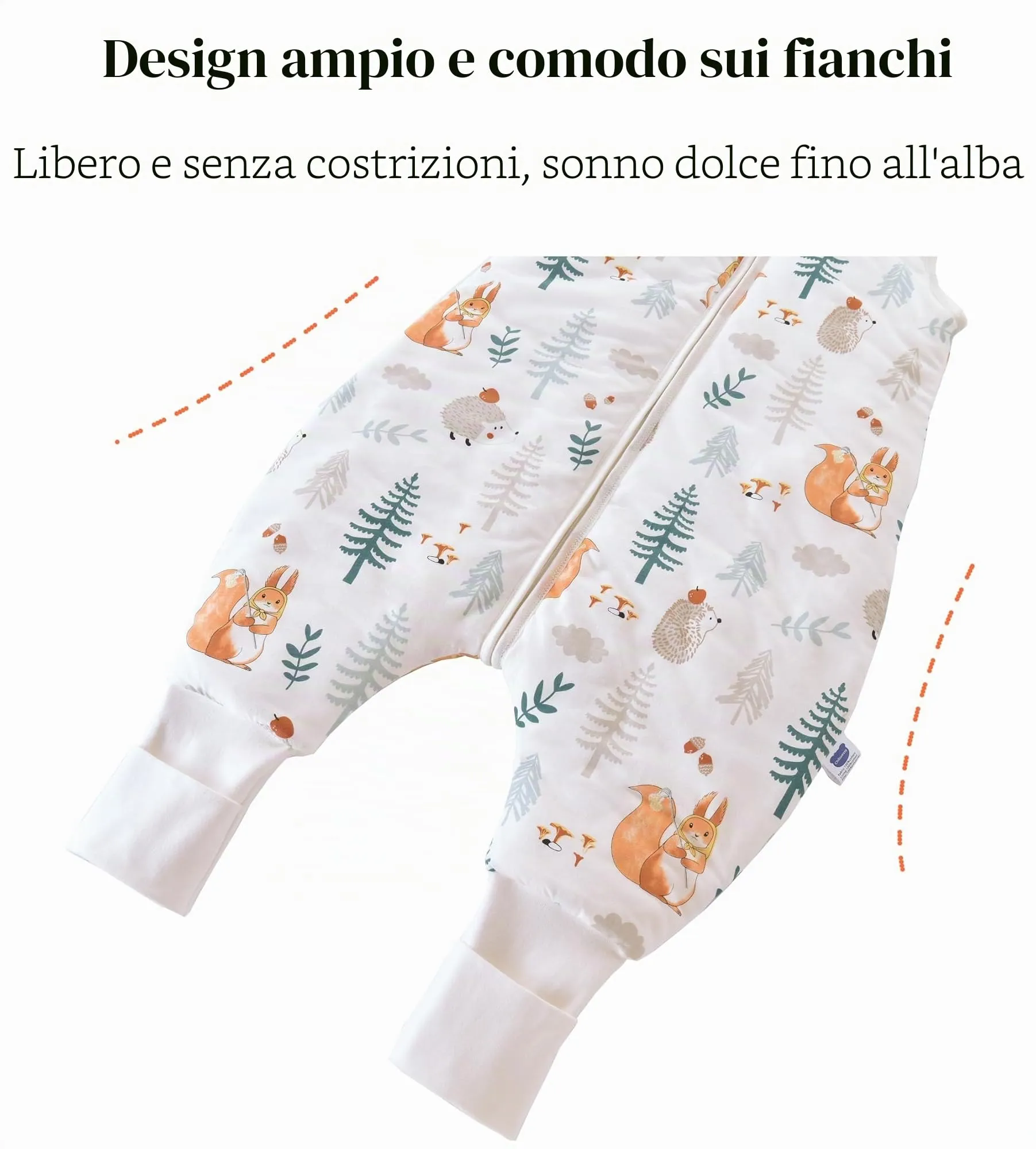 Chilsuessy Set 2 Pezzi Sacco Nanna con Gambe, 1.5 Tog, 100% Cotone, Scoiattolo e Orso della Foresta, 90 cm (Altezza Bambino 95-105 cm) - immagine 4